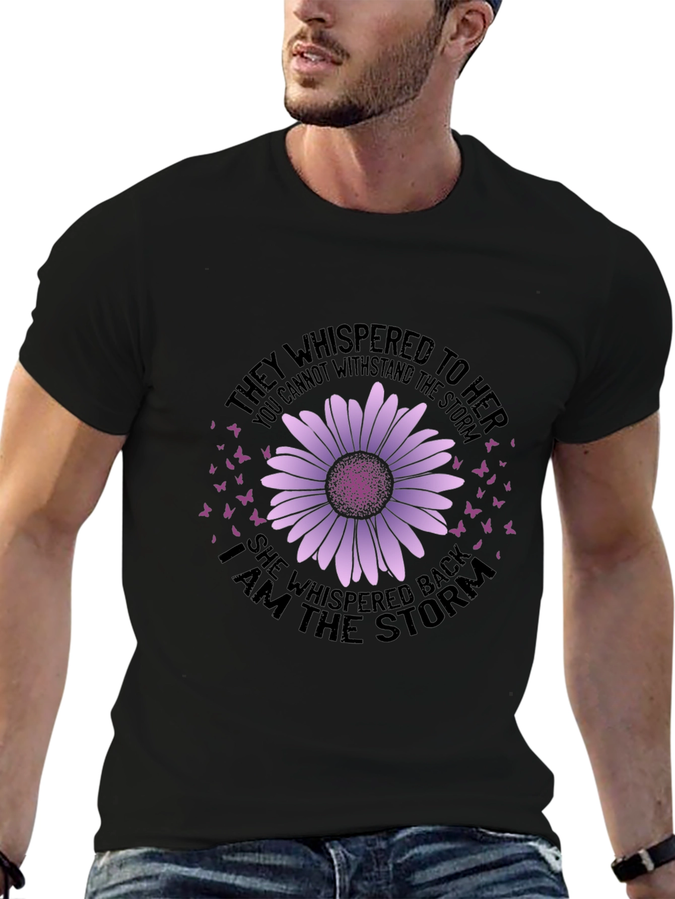 She Whispered Back T-Shirt - Purple Daisy Design