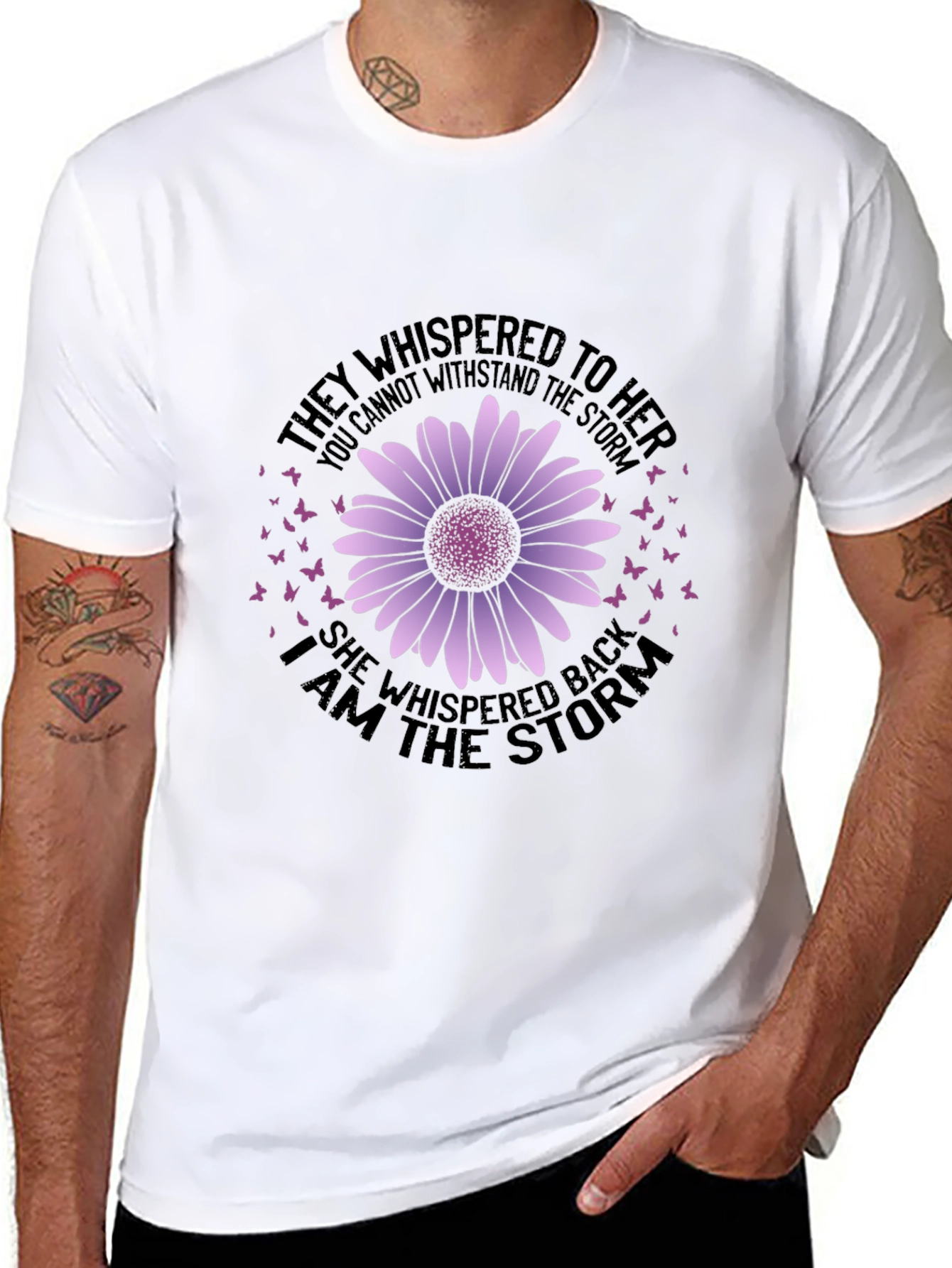 She Whispered Back T-Shirt - Purple Daisy Design