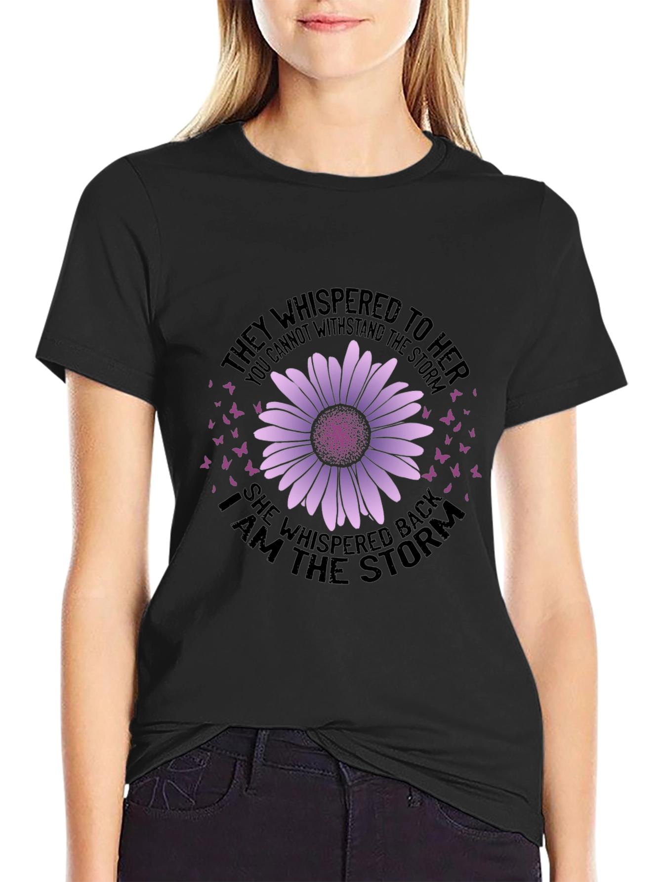 She Whispered Back T-Shirt - Purple Daisy Design