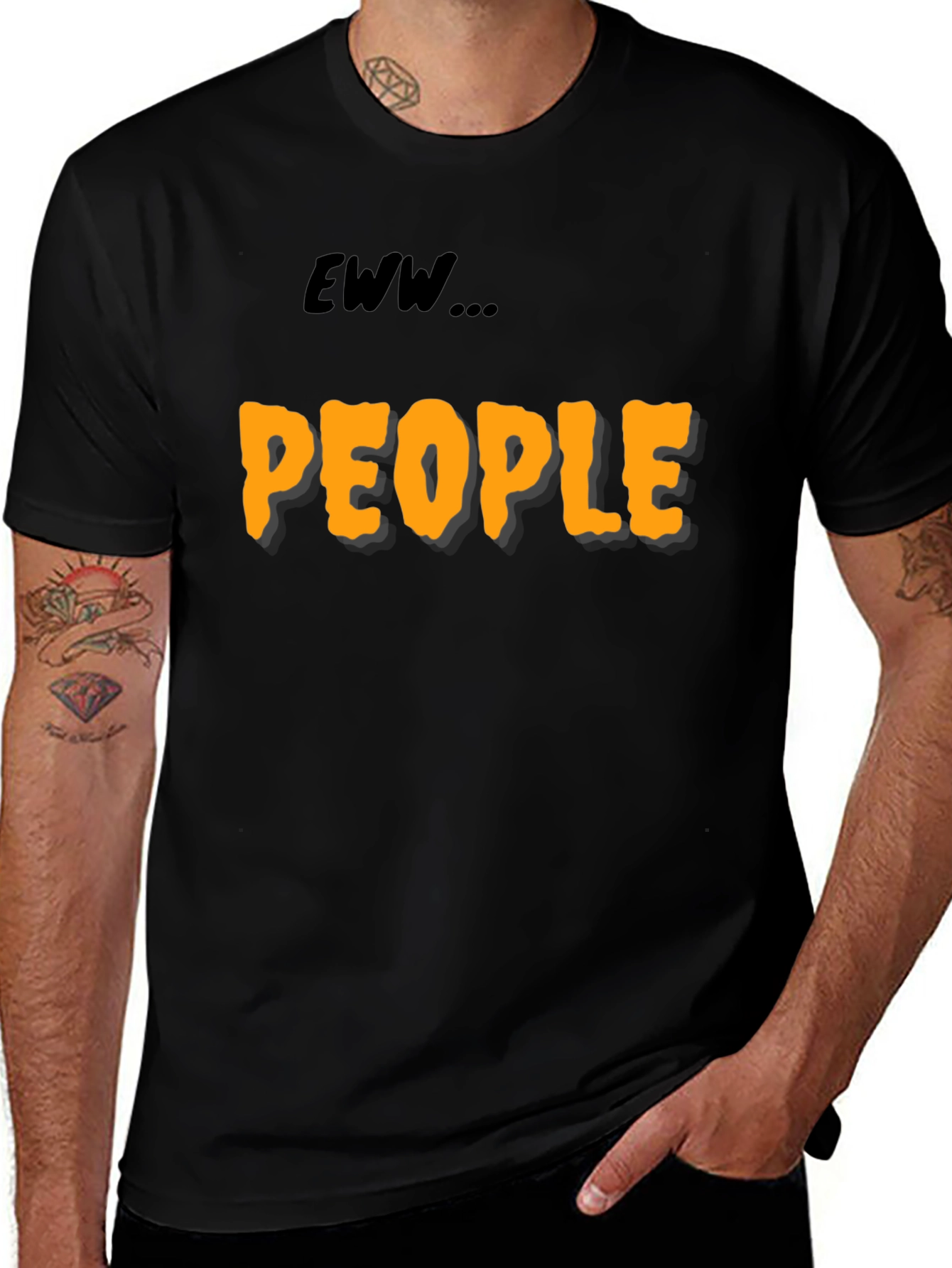 Eww People Graphic Tee - Black Cotton Comfort