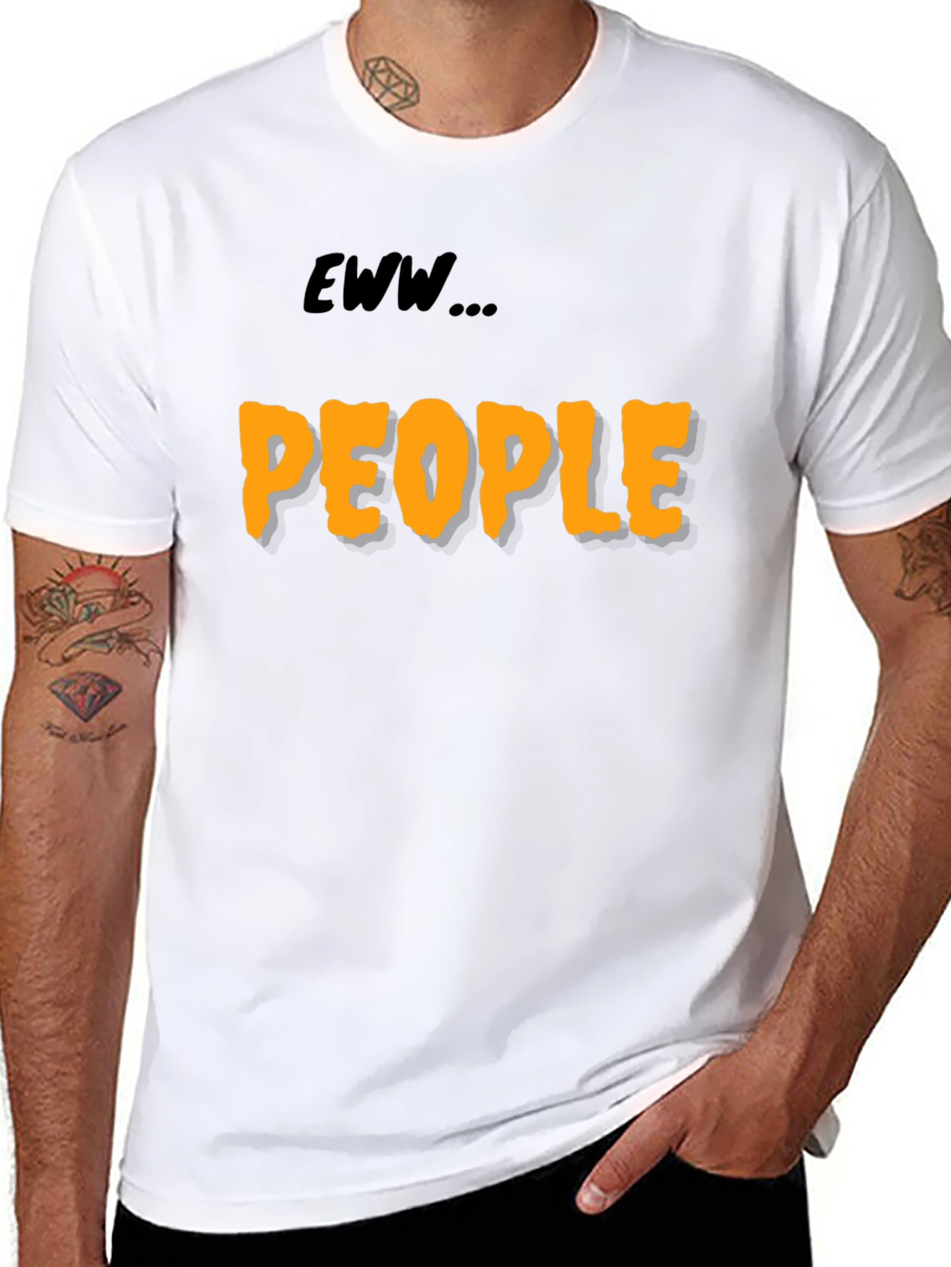 Eww People Graphic Tee - Black Cotton Comfort
