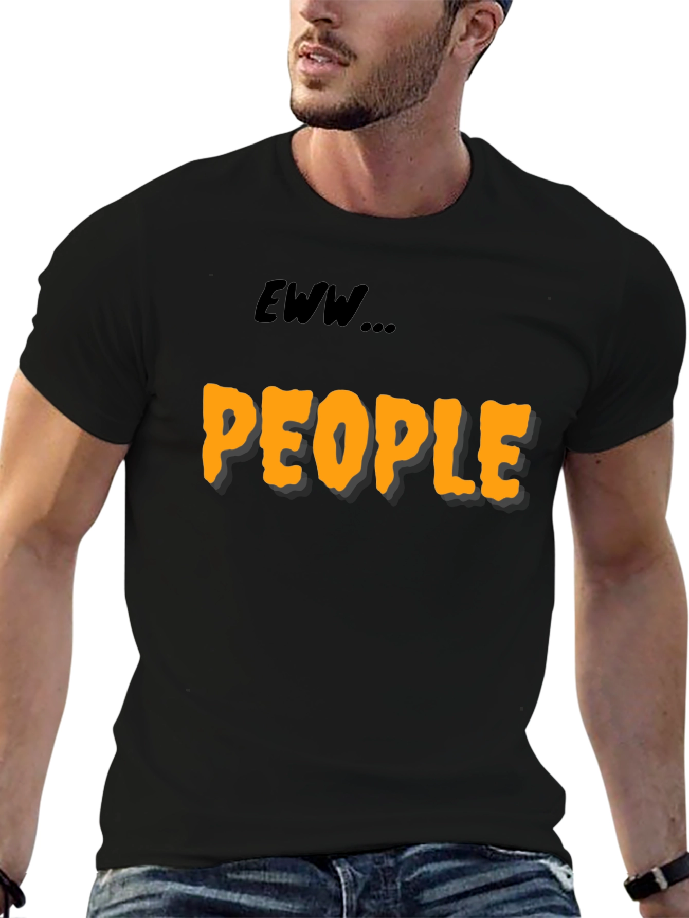 Eww People Graphic Tee - Black Cotton Comfort