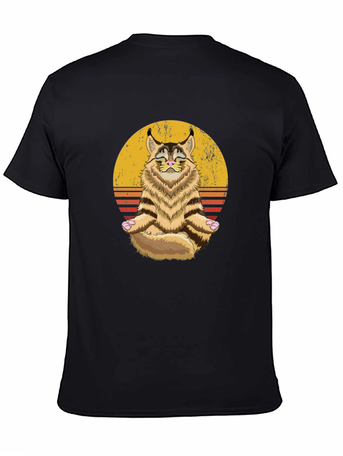 Zen Cat T-Shirt - Meditating Maine Coon Graphic Tee