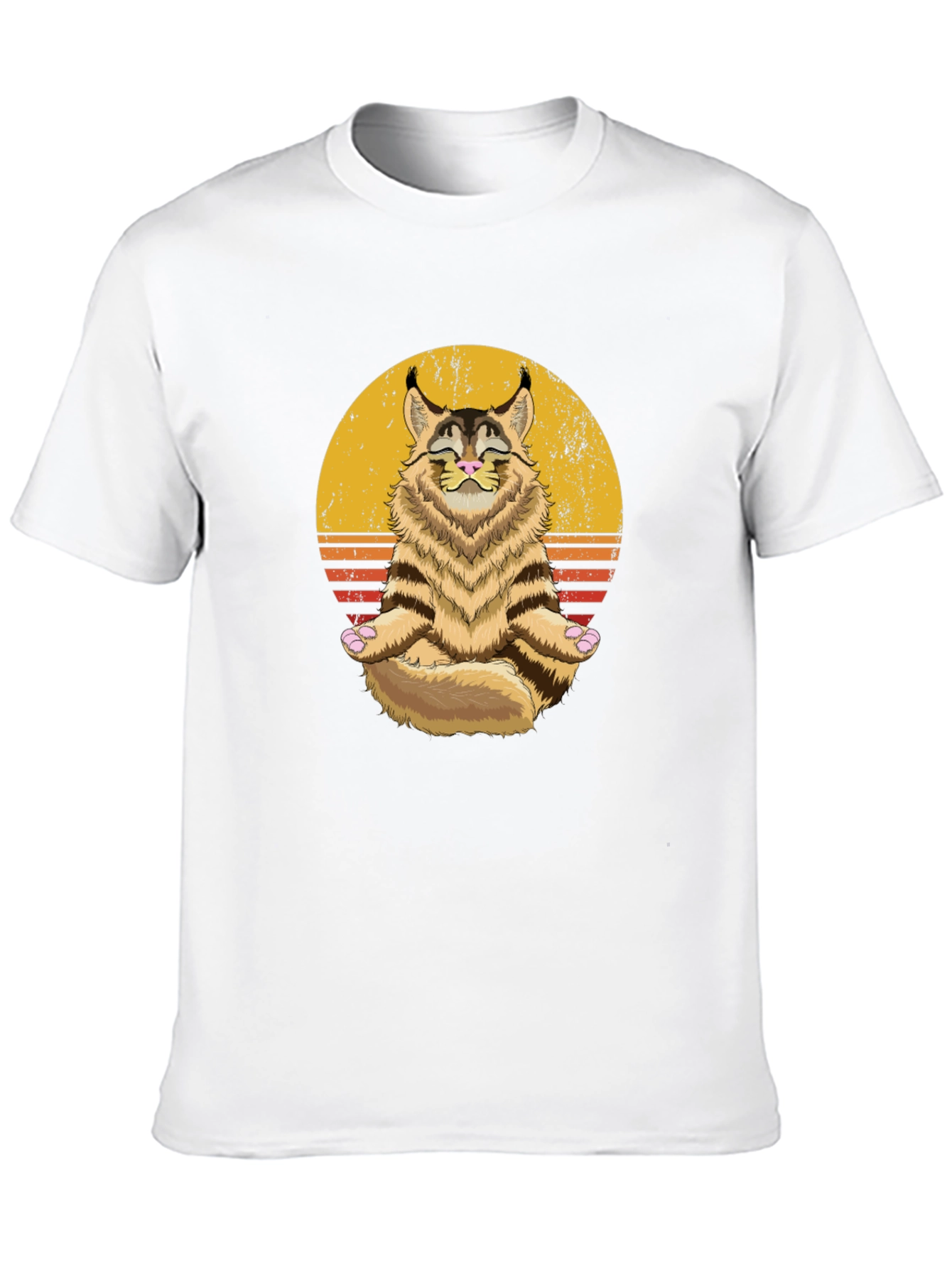 Zen Cat T-Shirt - Meditating Maine Coon Graphic Tee