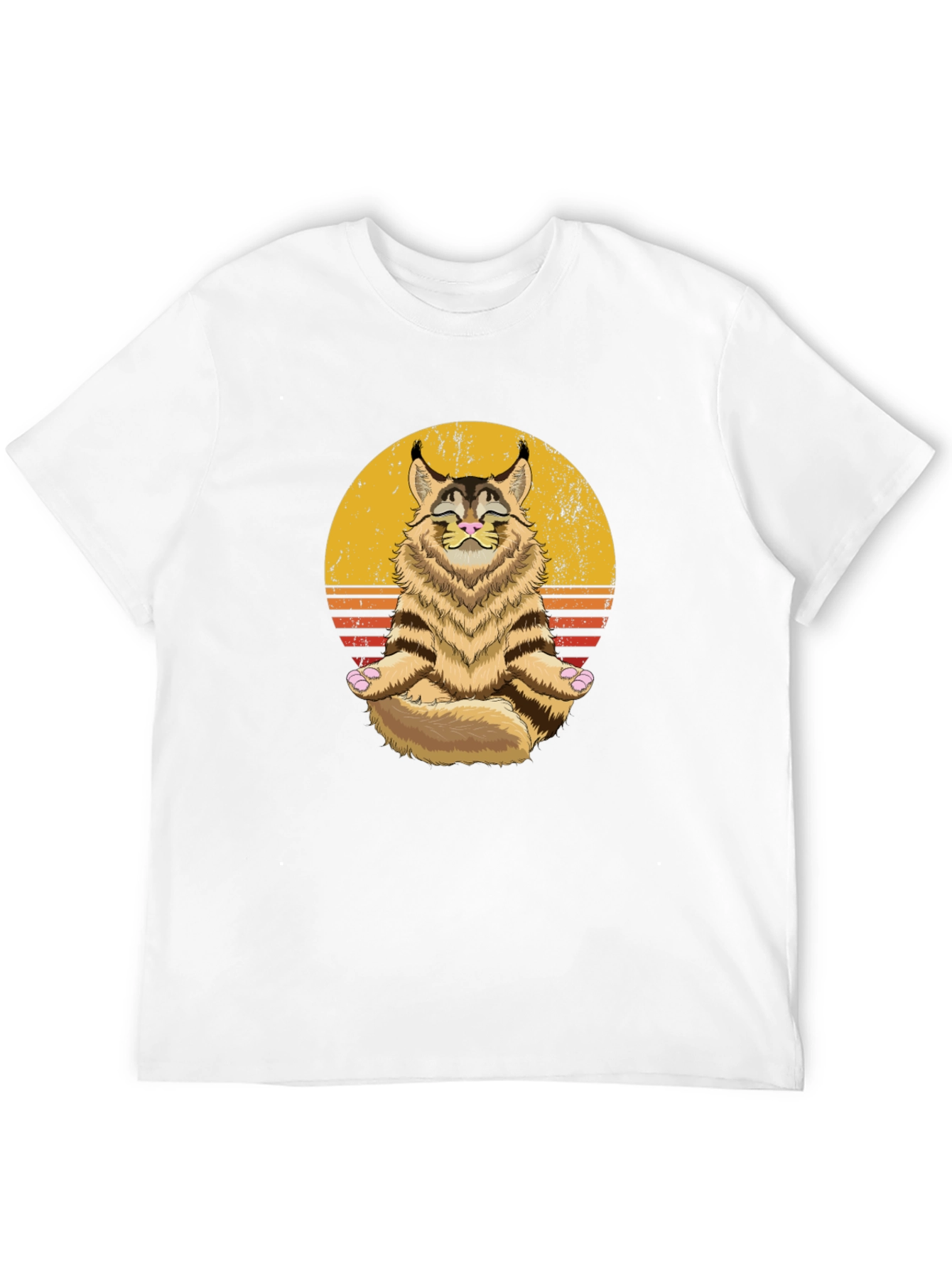 Zen Cat T-Shirt - Meditating Maine Coon Graphic Tee