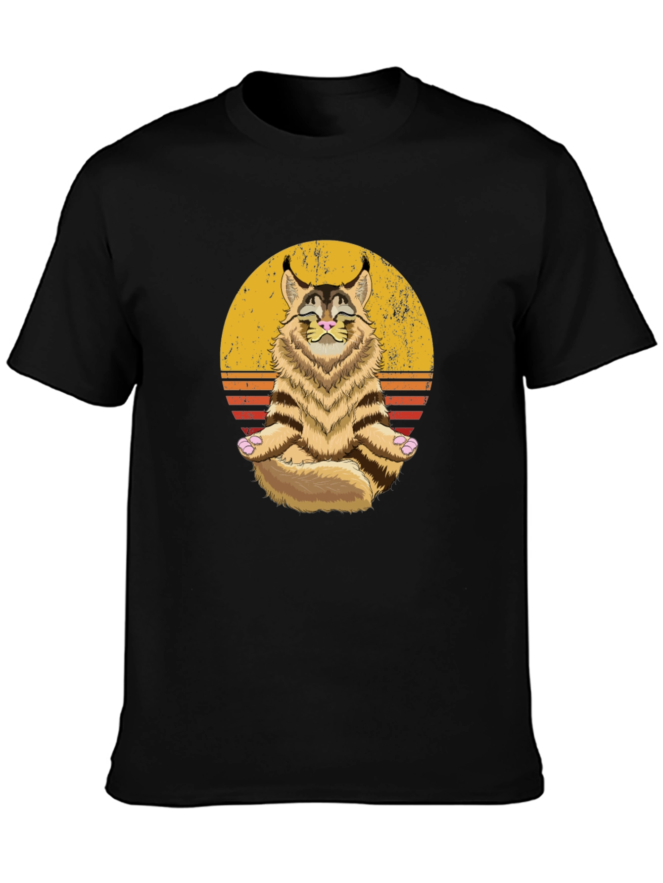 Zen Cat T-Shirt - Meditating Maine Coon Graphic Tee