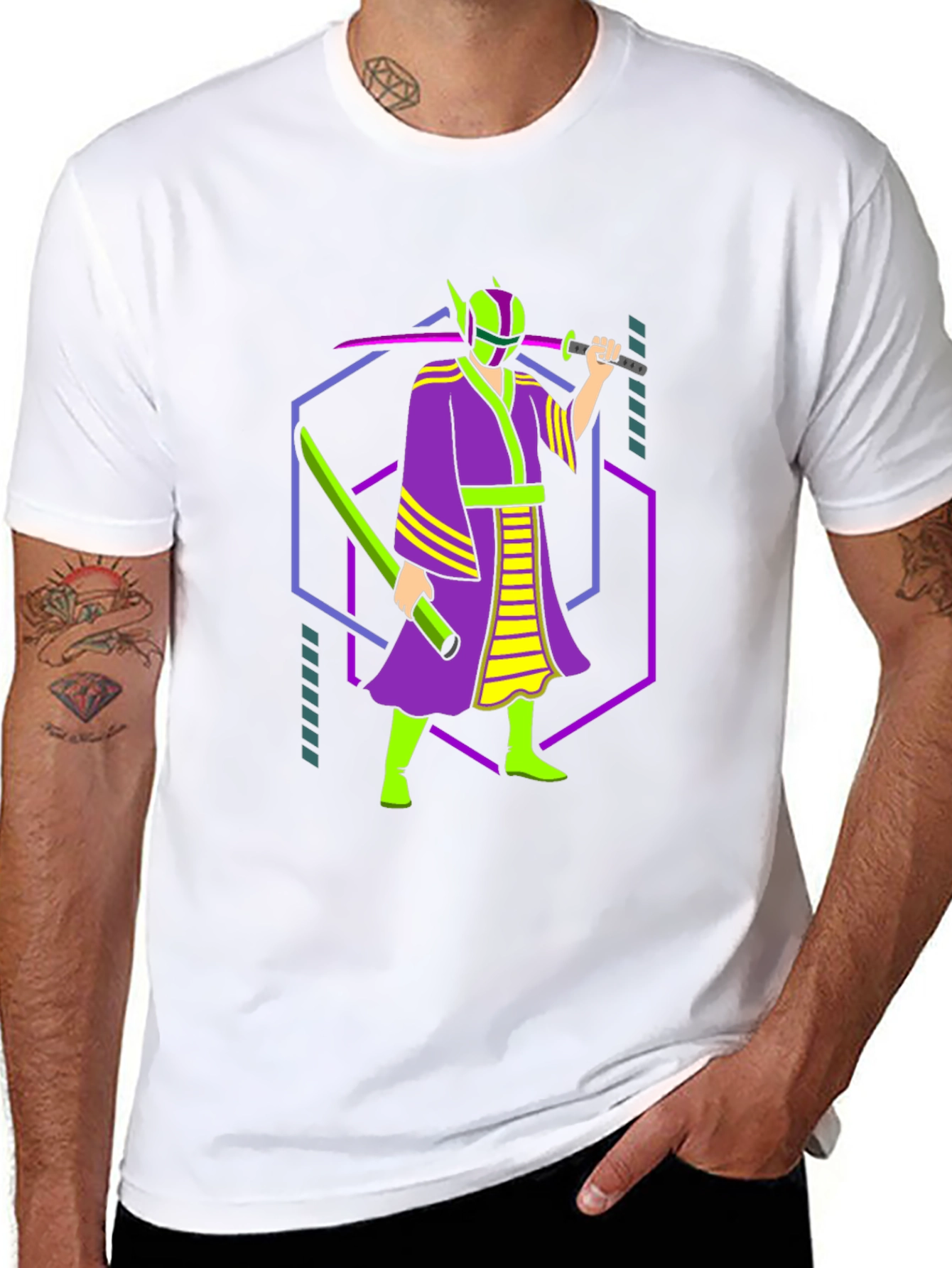 Neon Samurai Graphic Tee - Unique Design