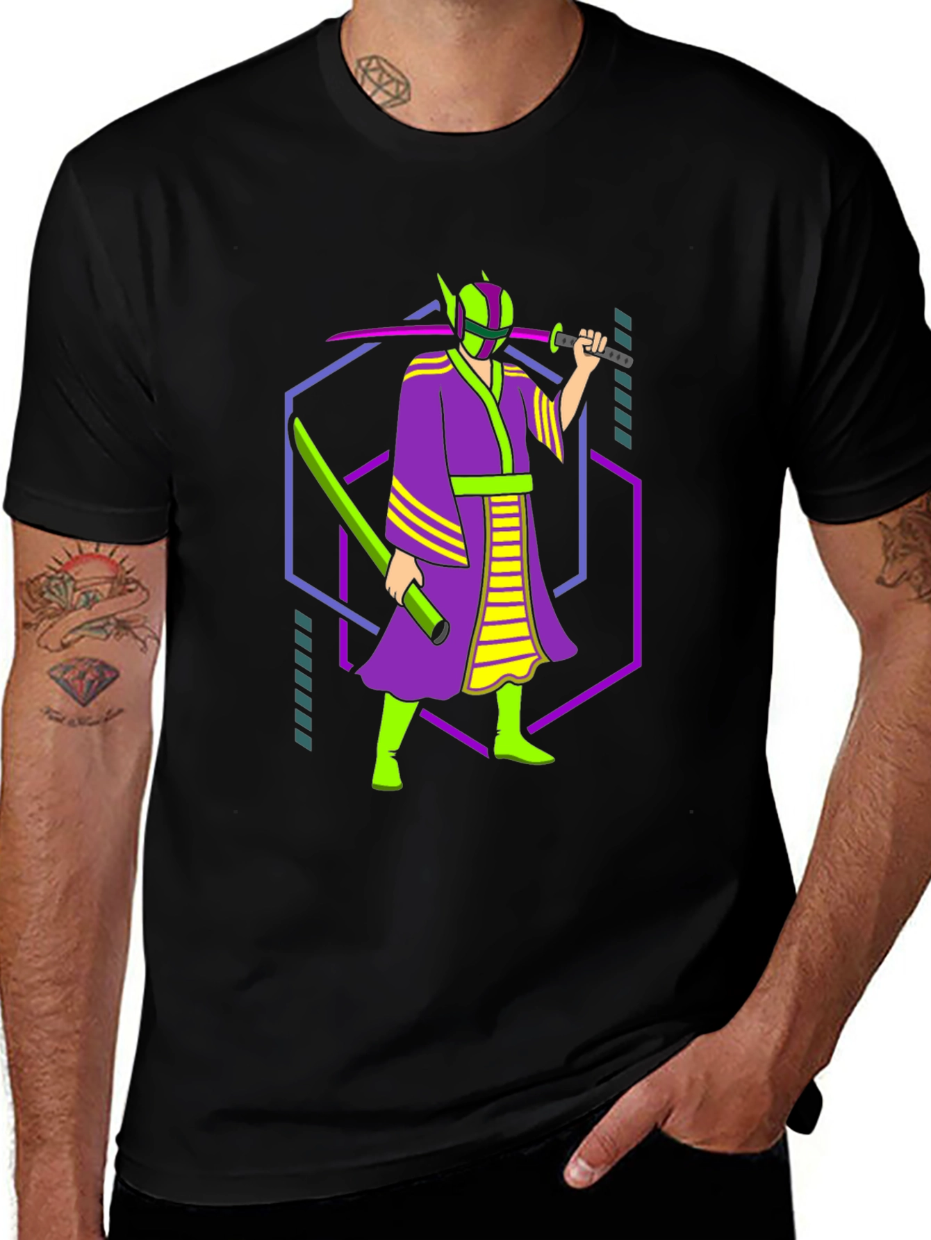 Neon Samurai Graphic Tee - Unique Design