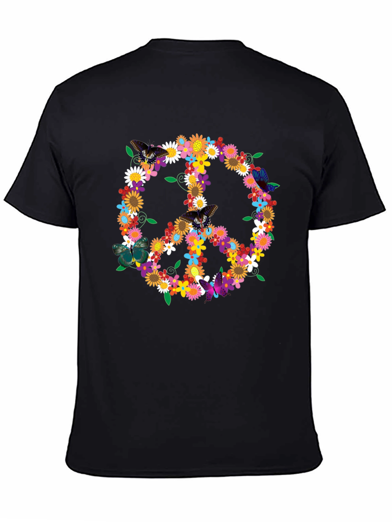 Floral Peace Sign Graphic T-Shirt