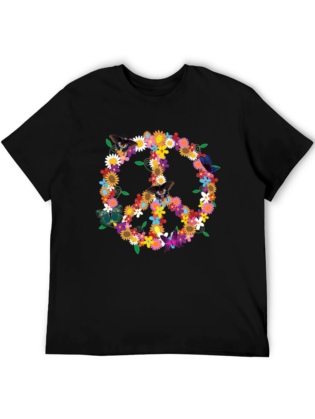 Floral Peace Sign Graphic T-Shirt