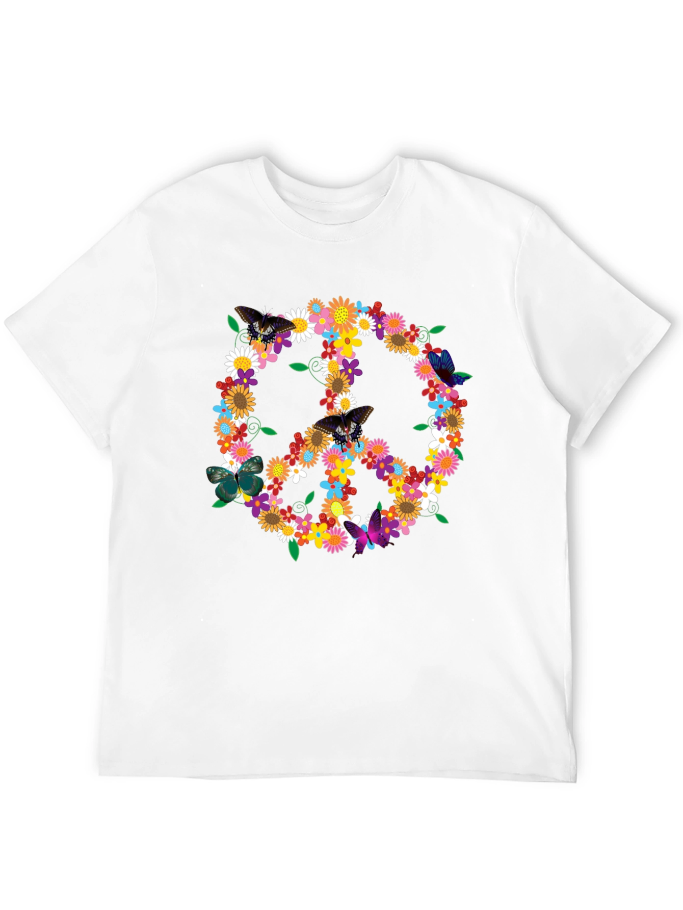 Floral Peace Sign Graphic T-Shirt