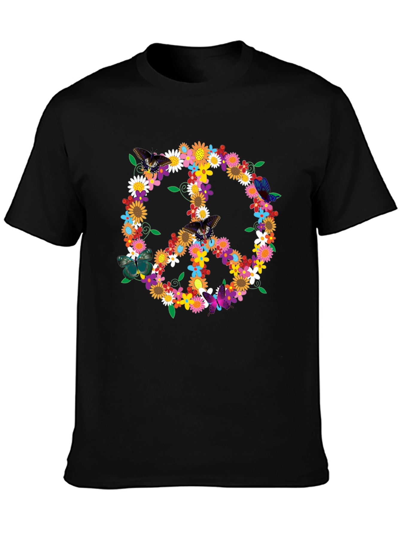 Floral Peace Sign Graphic T-Shirt