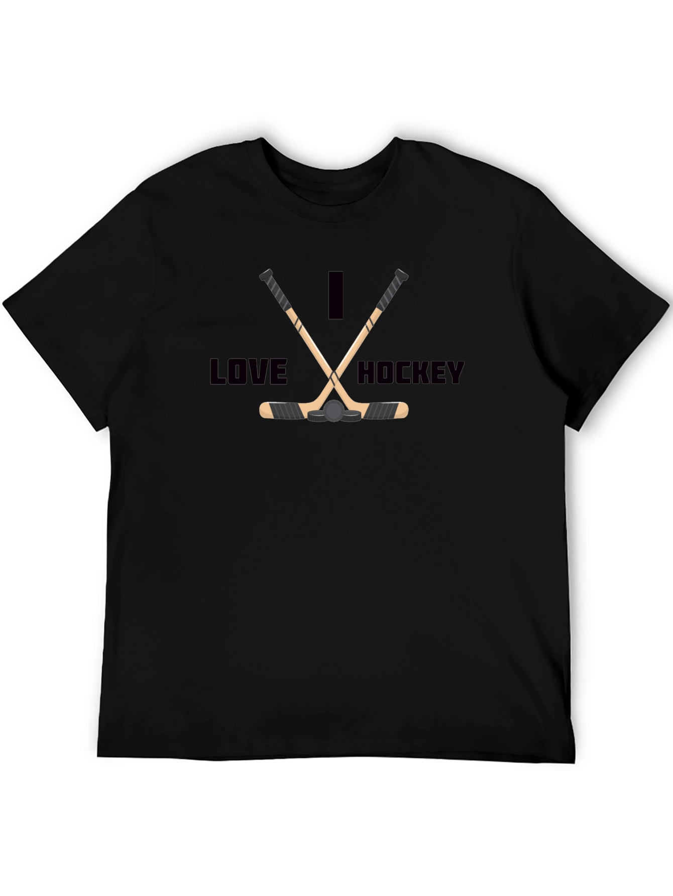 I Love Hockey Black Graphic Tee