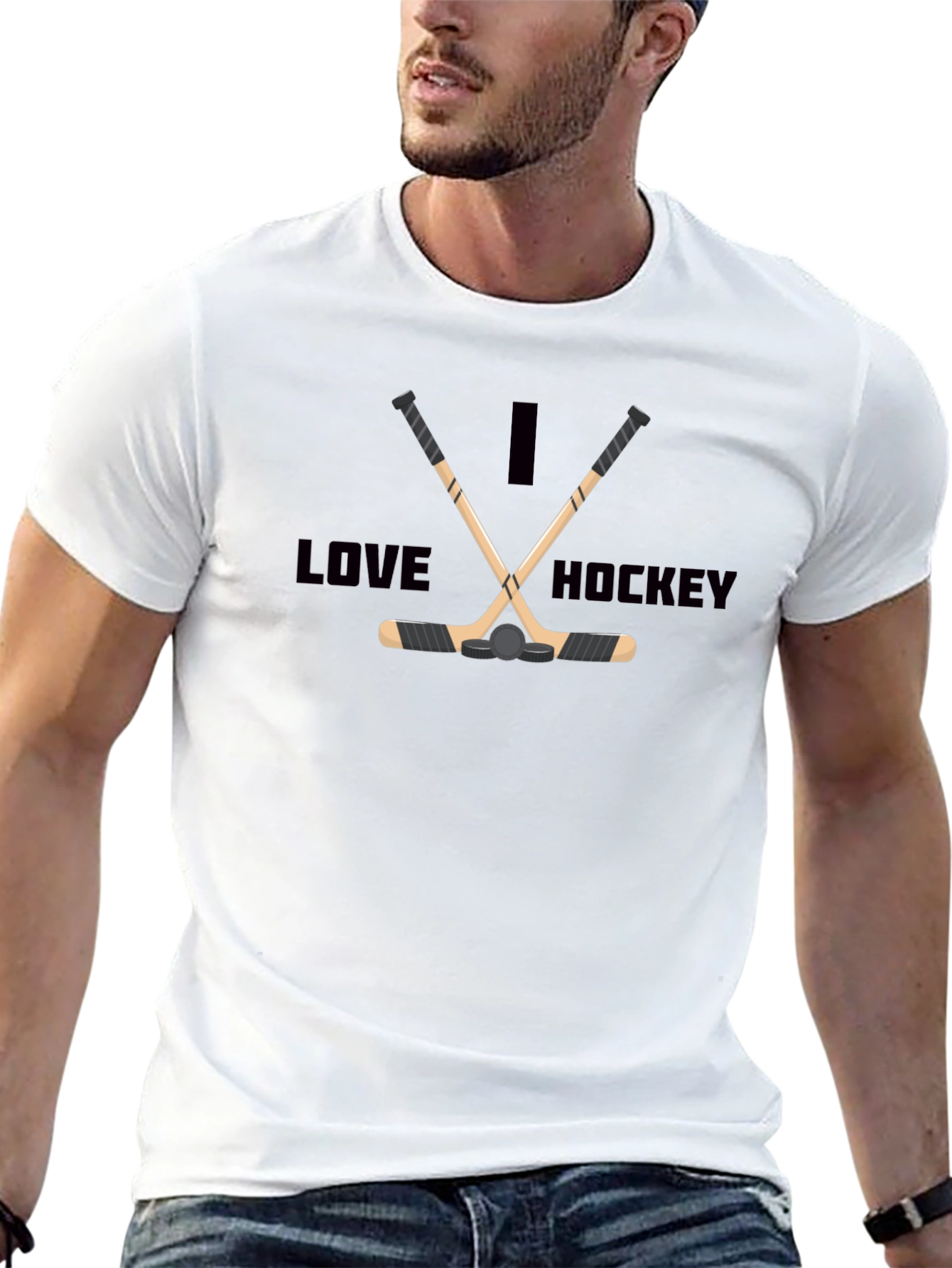 I Love Hockey Black Graphic Tee