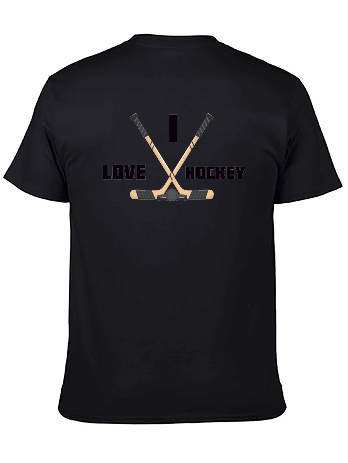 I Love Hockey Black Graphic Tee