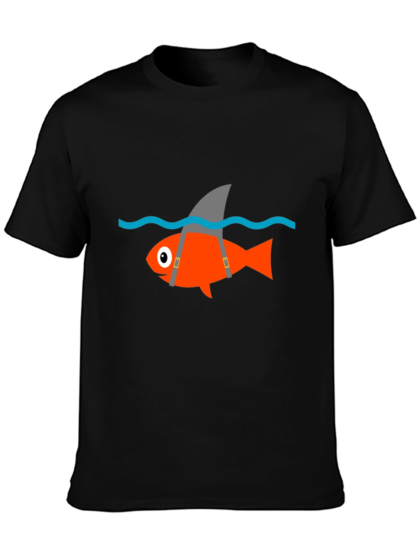 Funny Fish Shark Fin T-Shirt - Black Cotton Tee