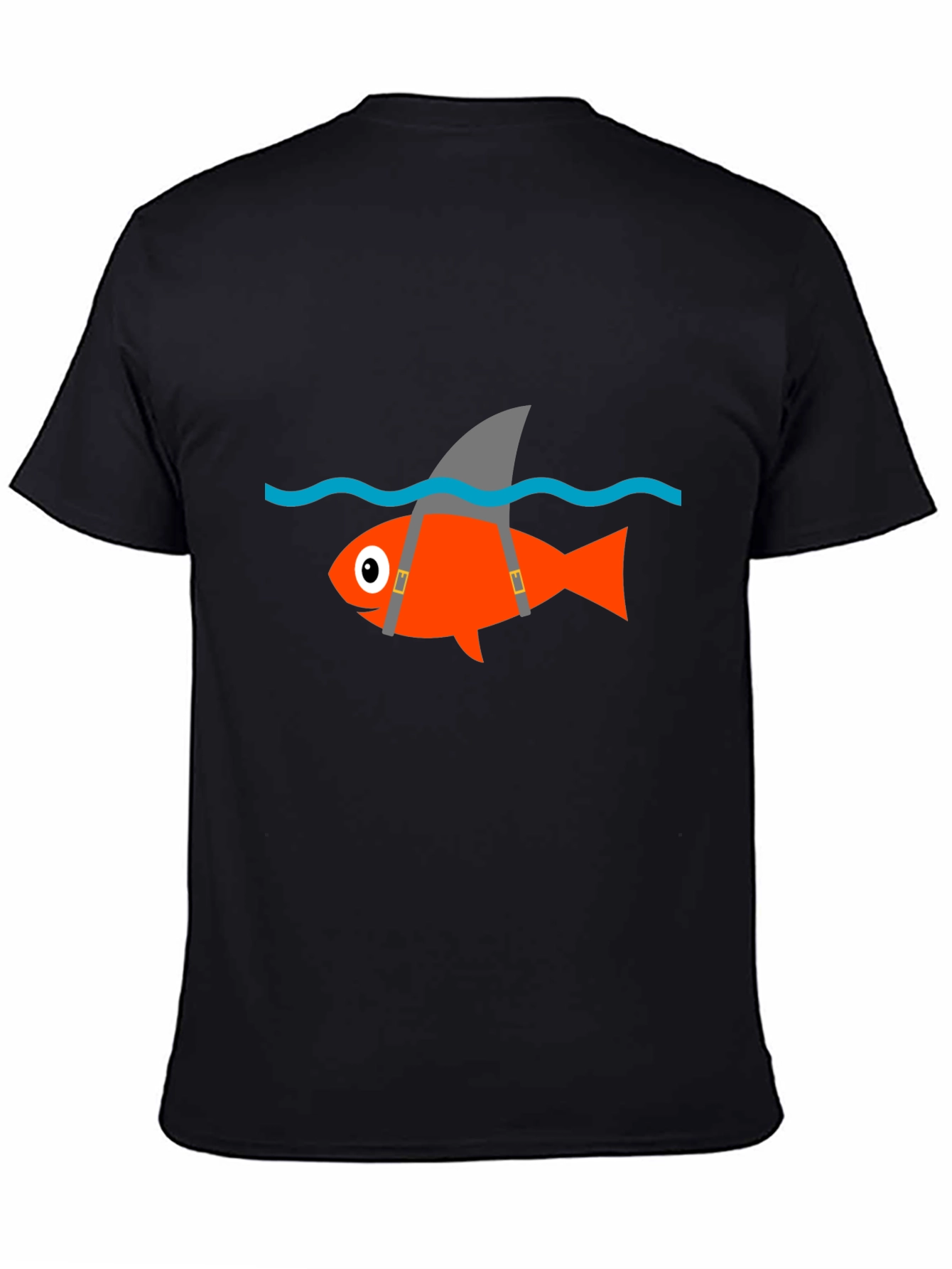 Funny Fish Shark Fin T-Shirt - Black Cotton Tee