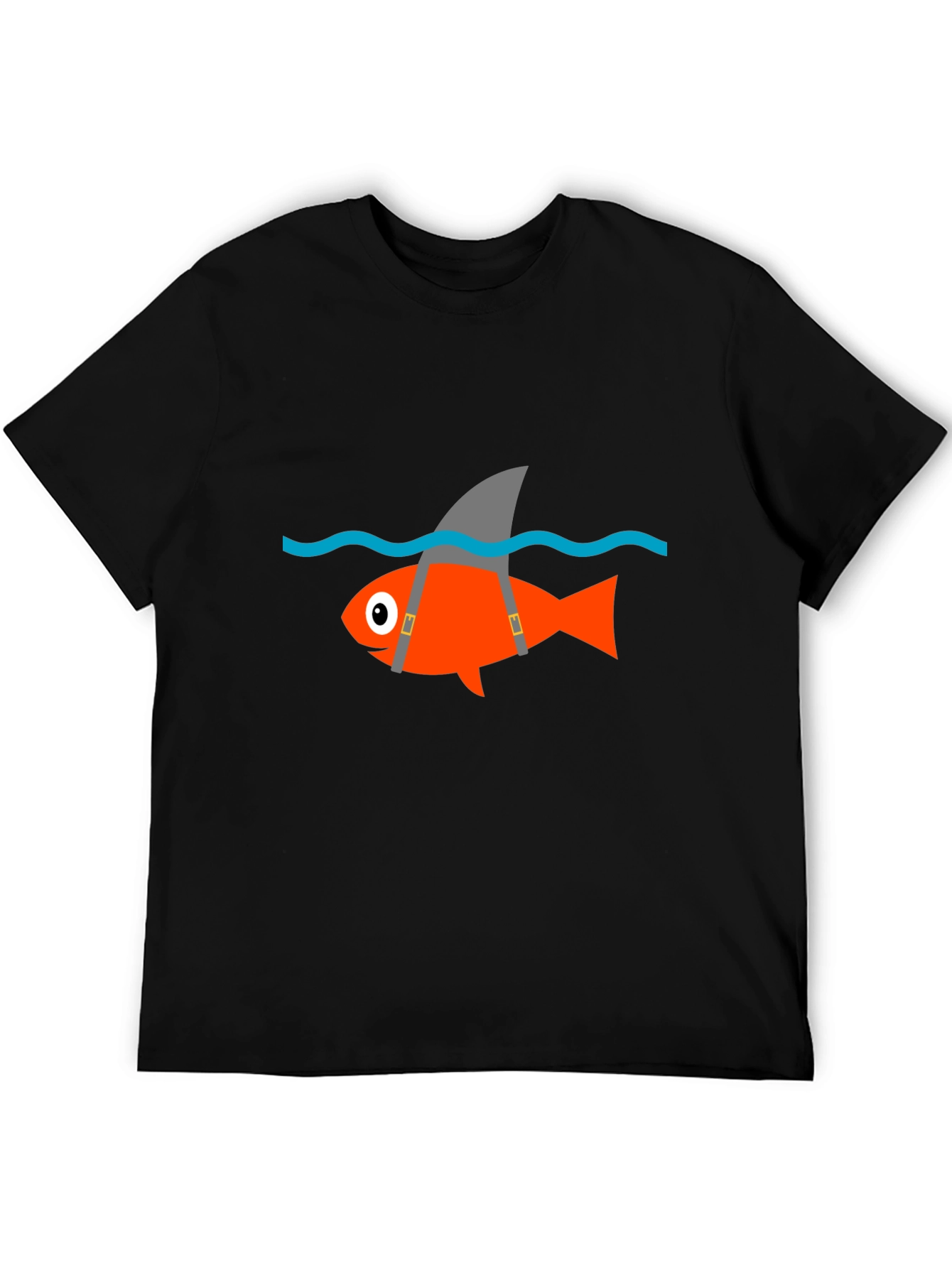 Funny Fish Shark Fin T-Shirt - Black Cotton Tee