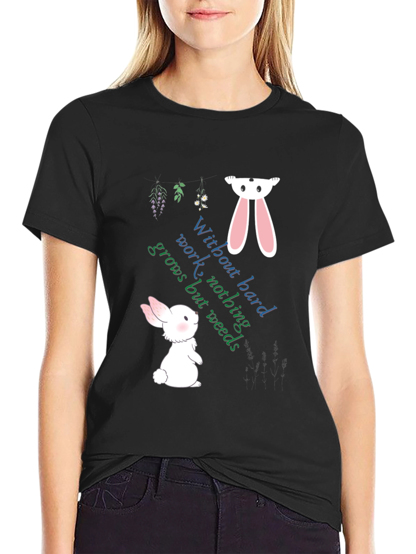Whimsical Rabbit Graphic Tee - Hard Work Apparel