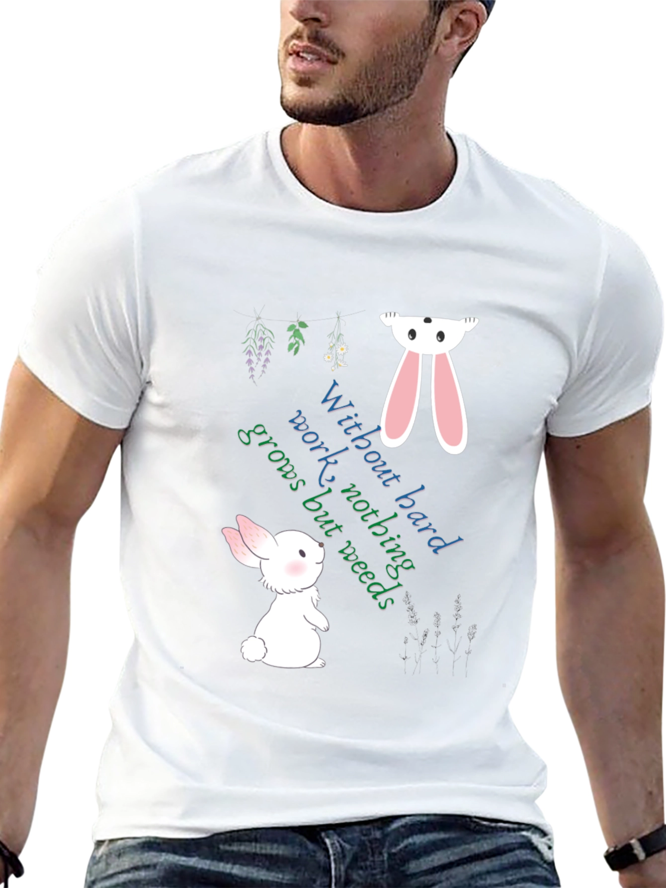 Whimsical Rabbit Graphic Tee - Hard Work Apparel