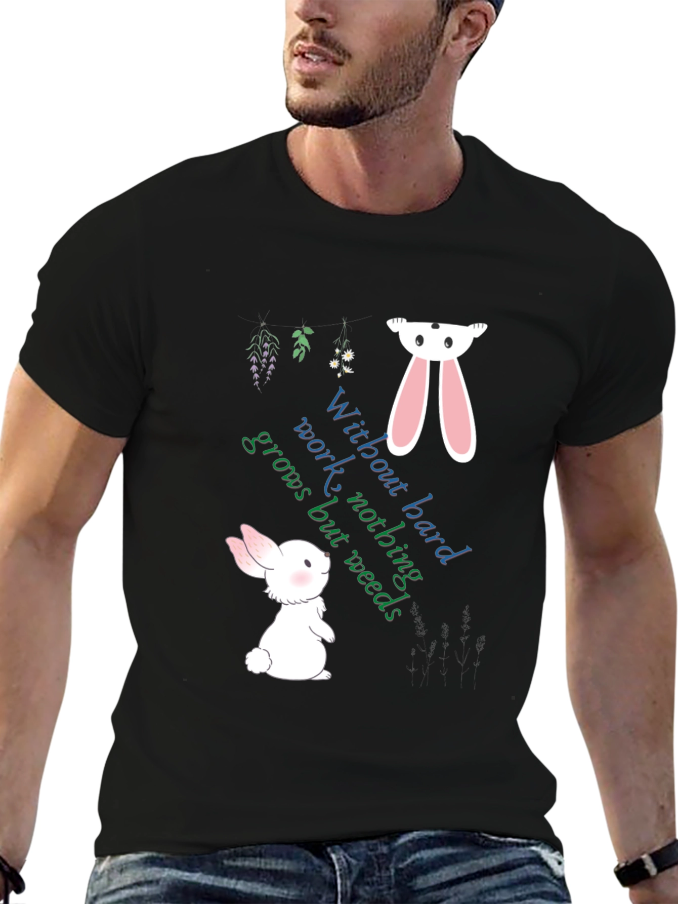 Whimsical Rabbit Graphic Tee - Hard Work Apparel