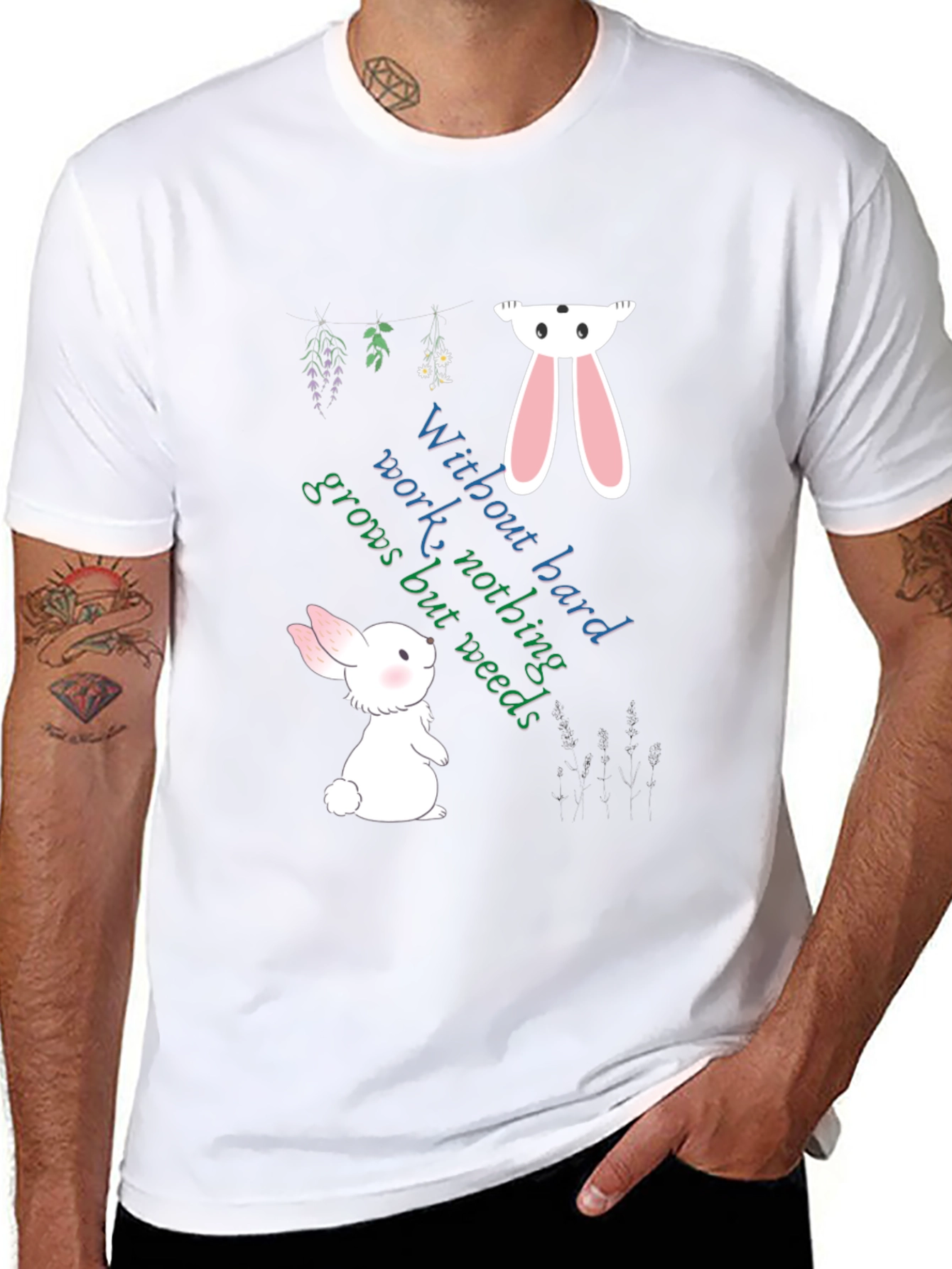 Whimsical Rabbit Graphic Tee - Hard Work Apparel