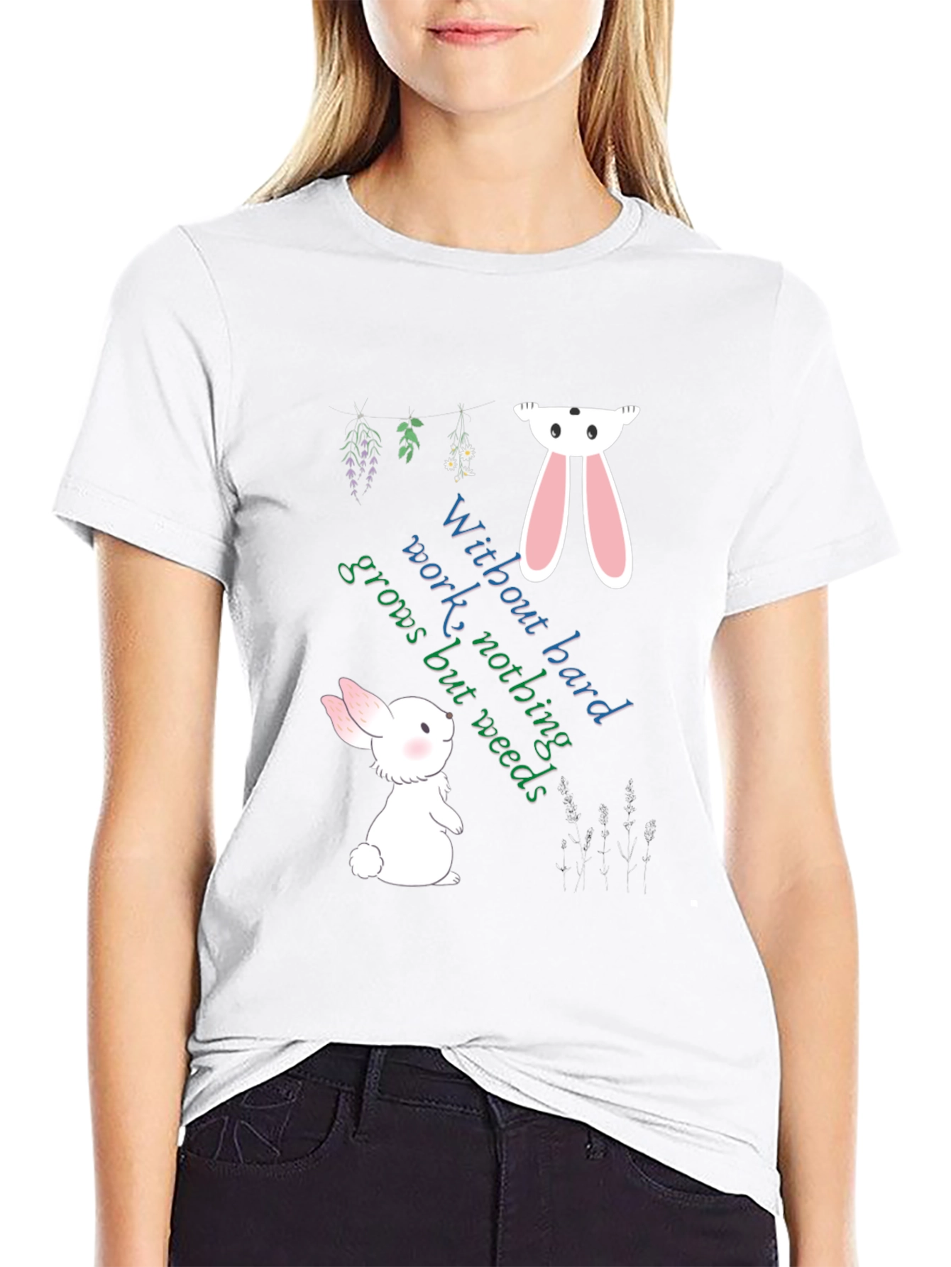 Whimsical Rabbit Graphic Tee - Hard Work Apparel