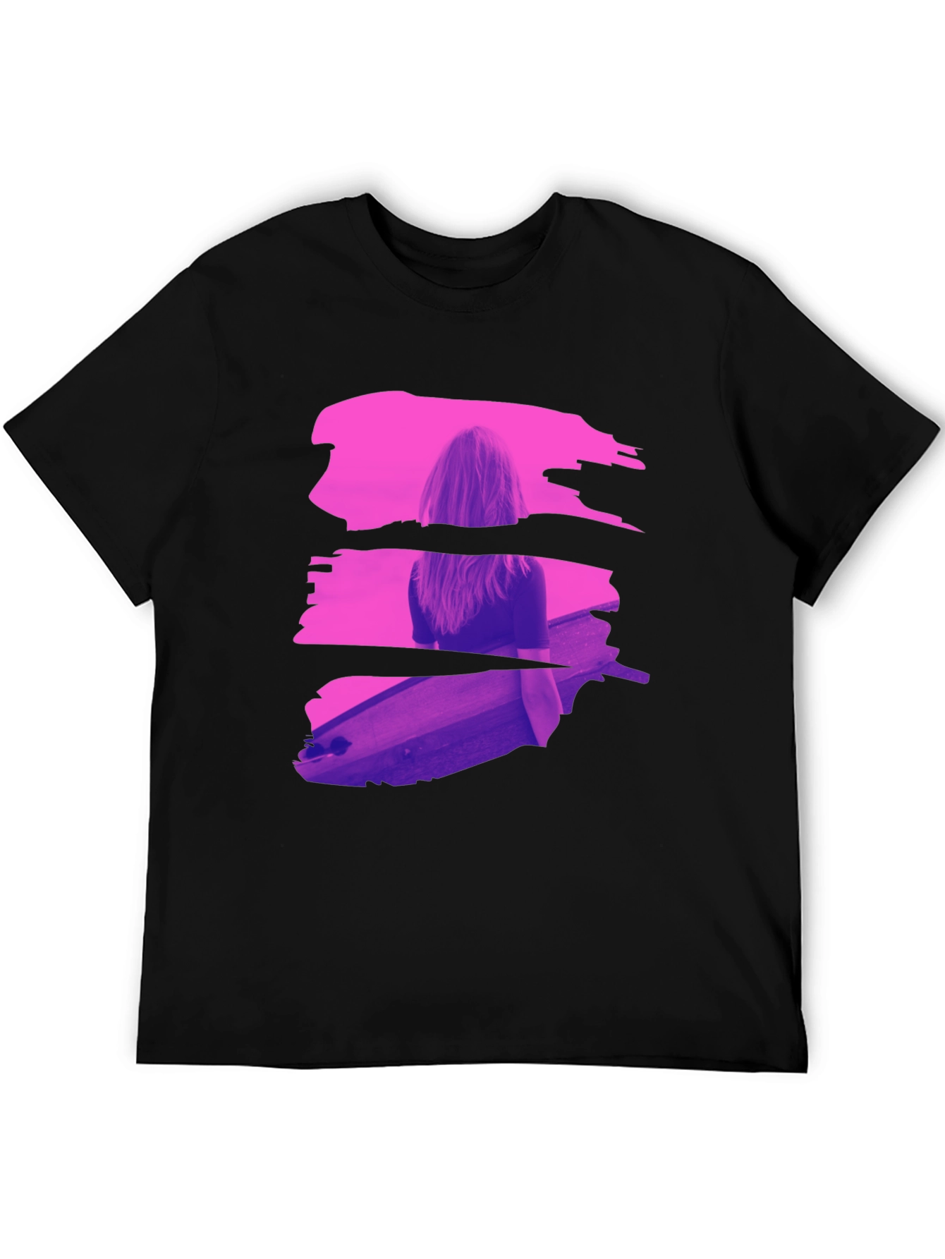 Abstract Brushstroke Graphic Black T-Shirt