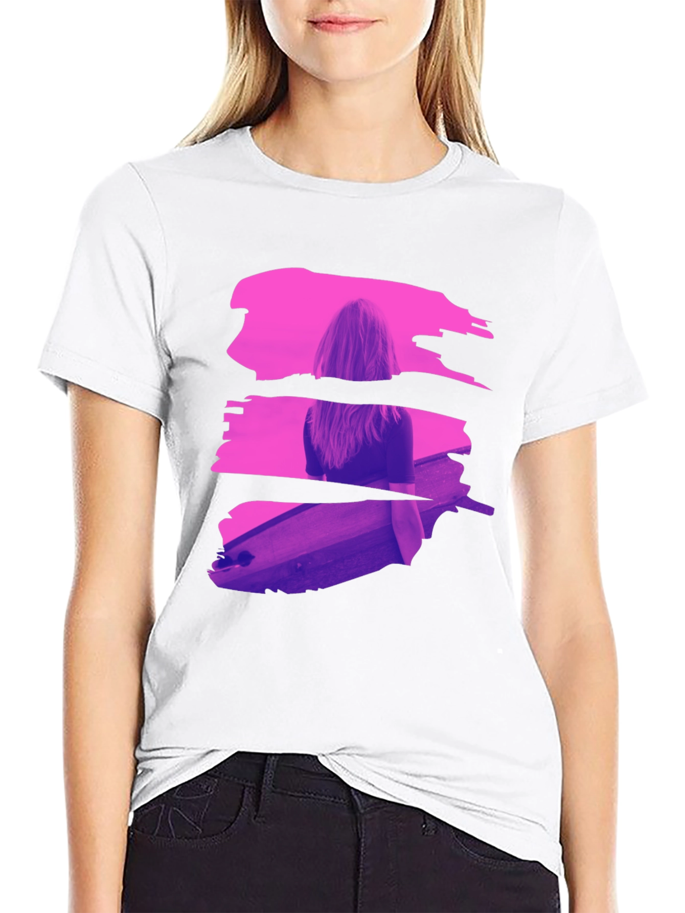 Abstract Brushstroke Graphic Black T-Shirt