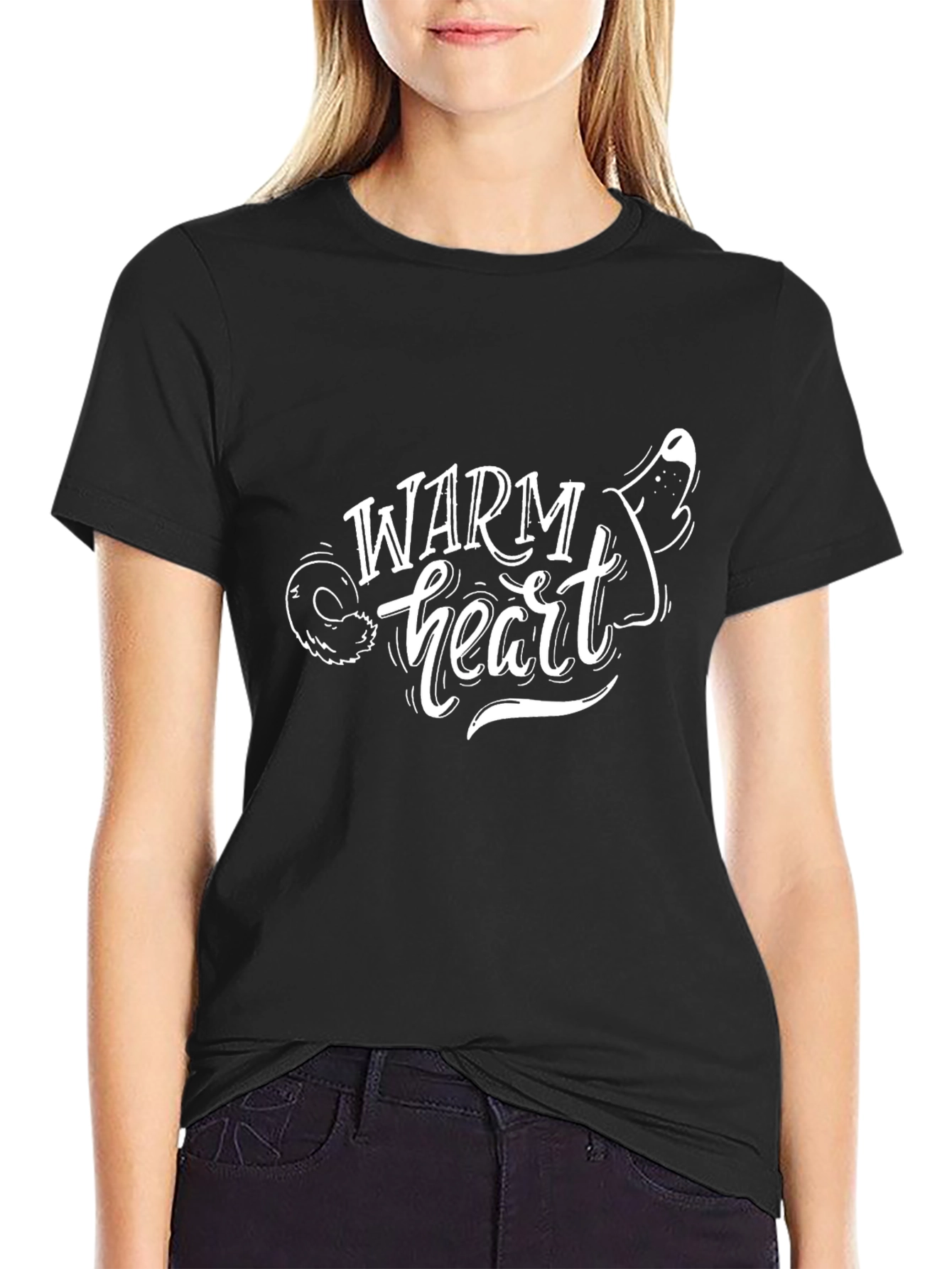 Warm Heart Graphic Black T-Shirt