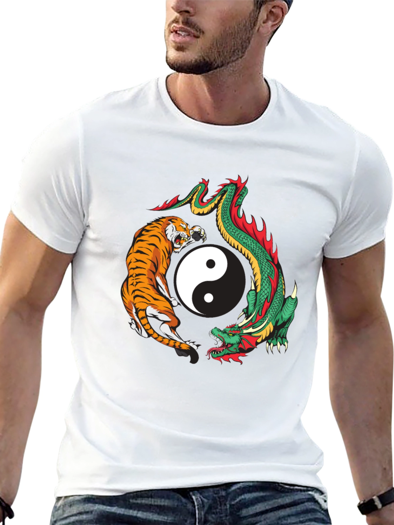 Yin Yang Tiger Dragon Graphic Tee