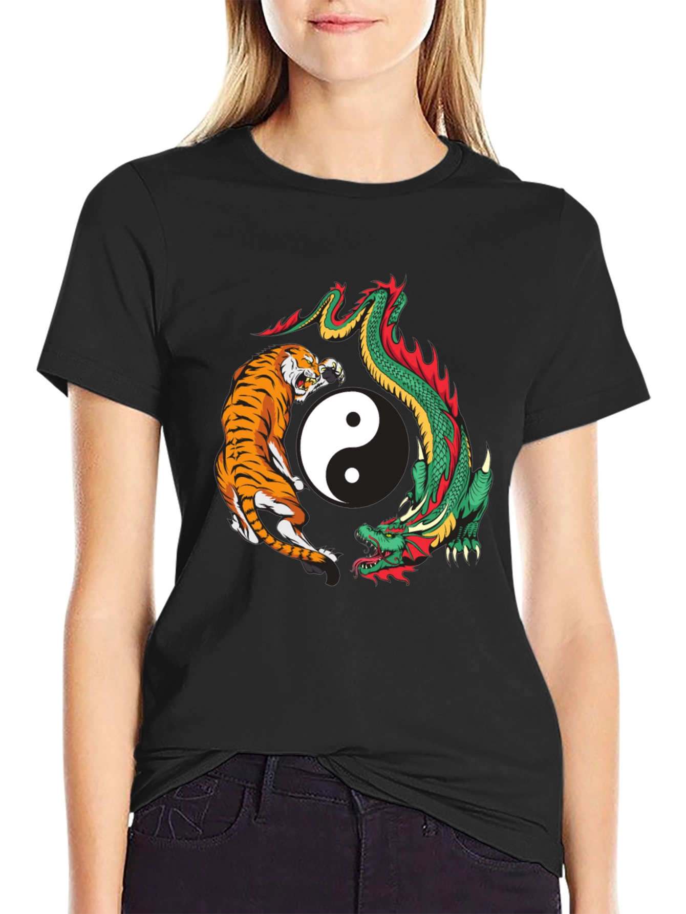 Yin Yang Tiger Dragon Graphic Tee