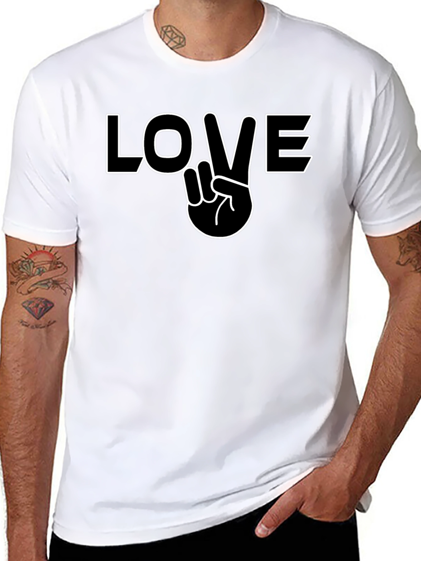 Peace & Love Graphic Tee - Stylish Black T-Shirt
