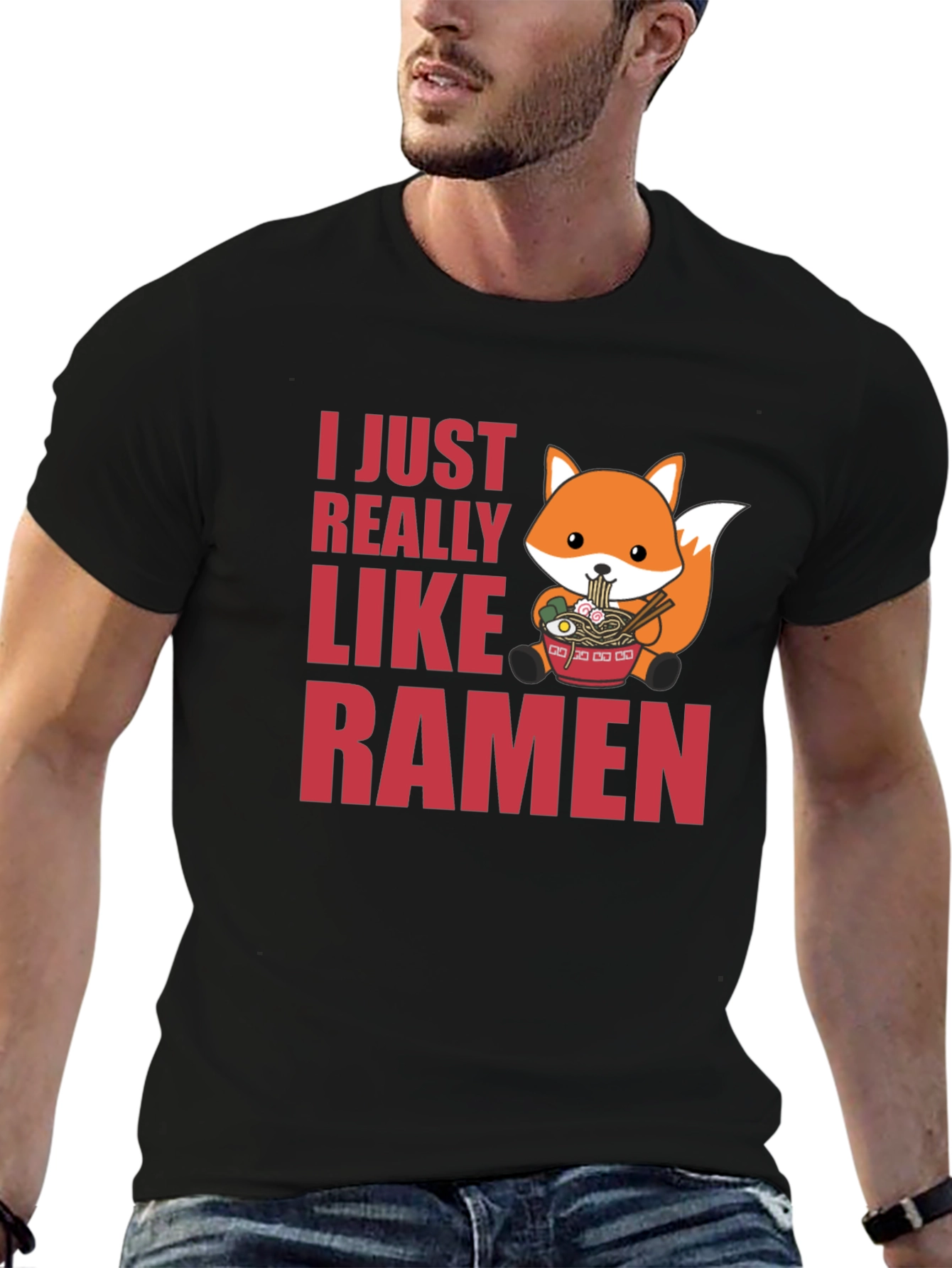 Ramen Lover Graphic Tee - Cute Fox Ramen Design
