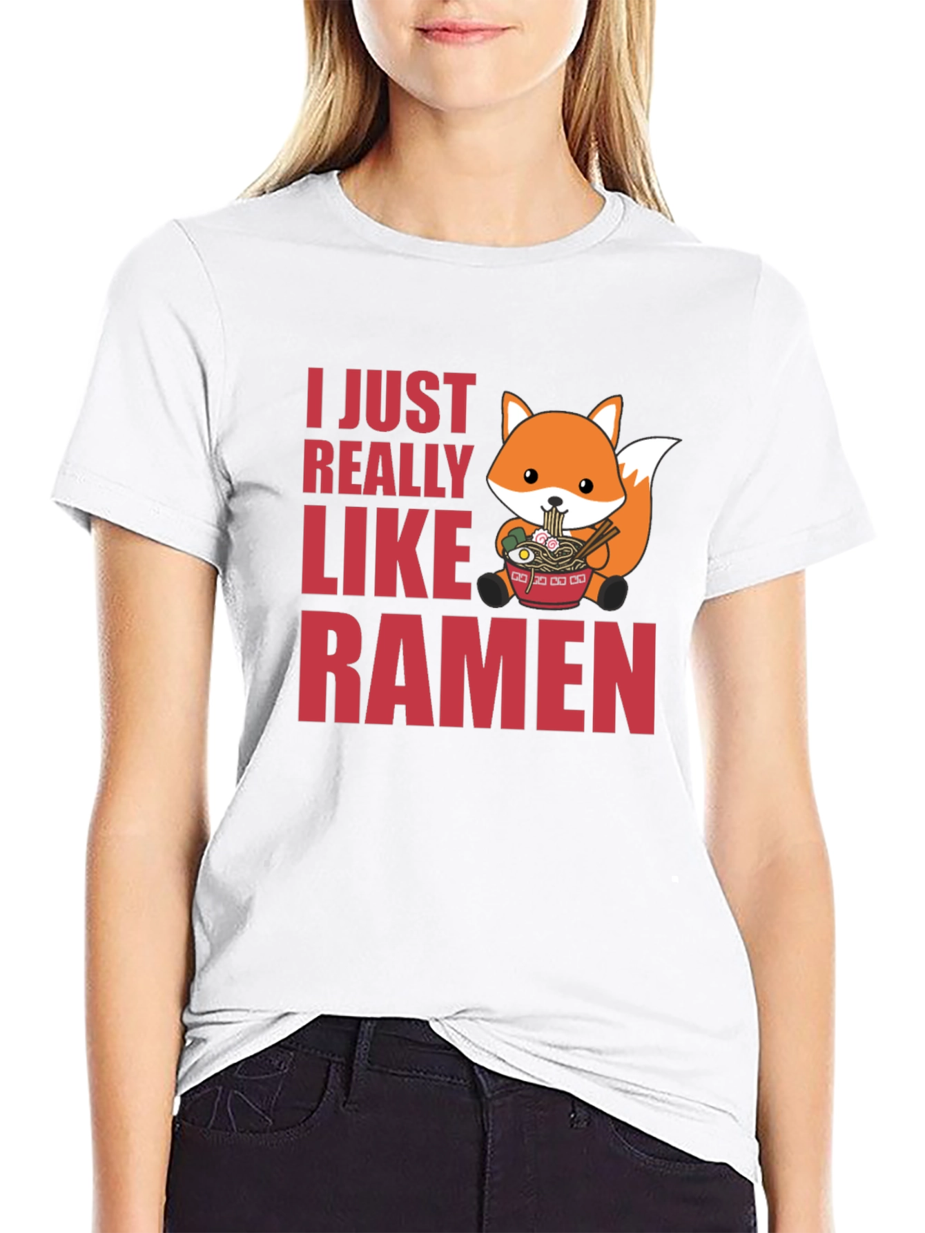 Ramen Lover Graphic Tee - Cute Fox Ramen Design
