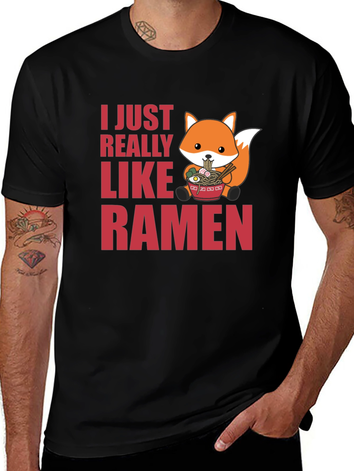 Ramen Lover Graphic Tee - Cute Fox Ramen Design