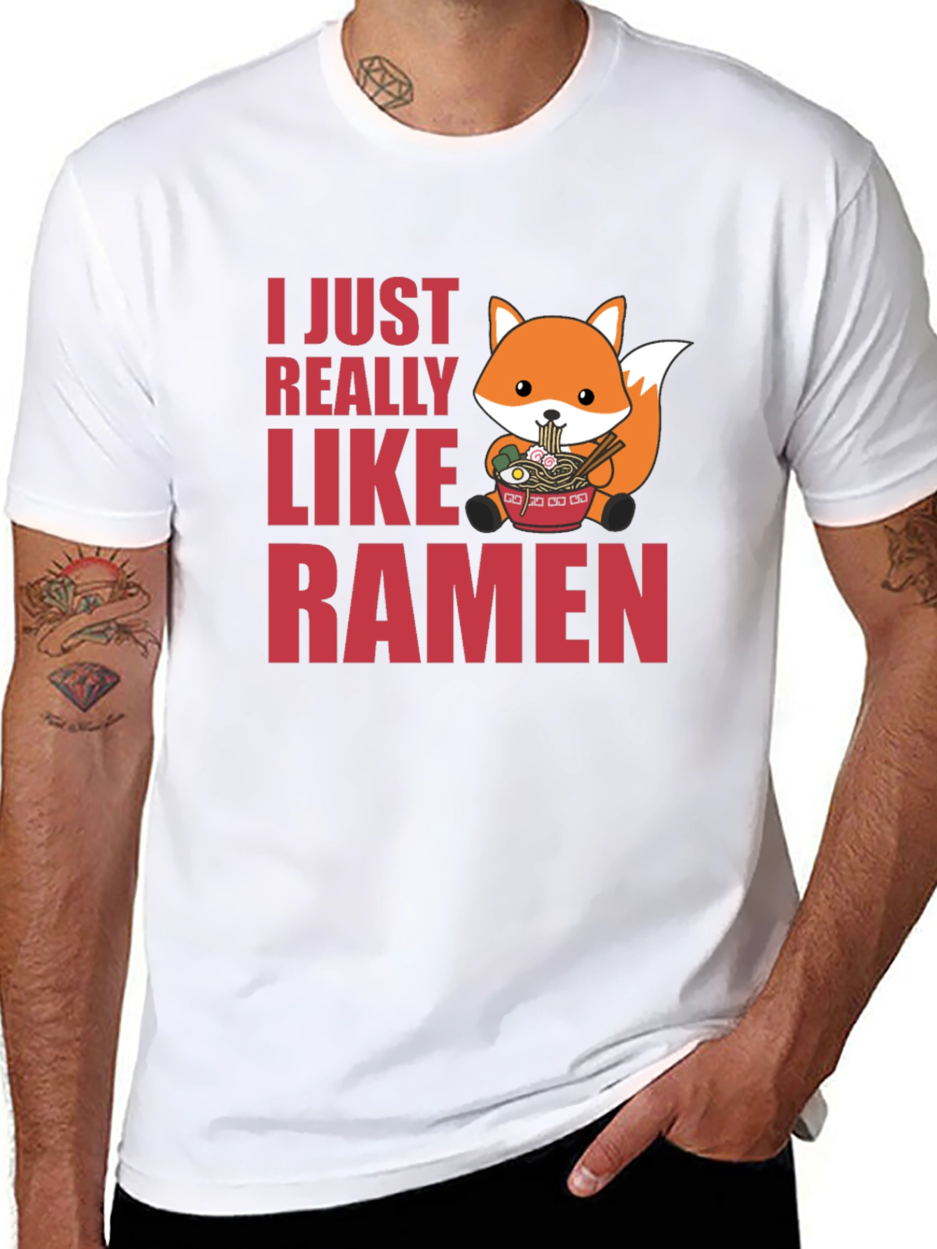 Ramen Lover Graphic Tee - Cute Fox Ramen Design