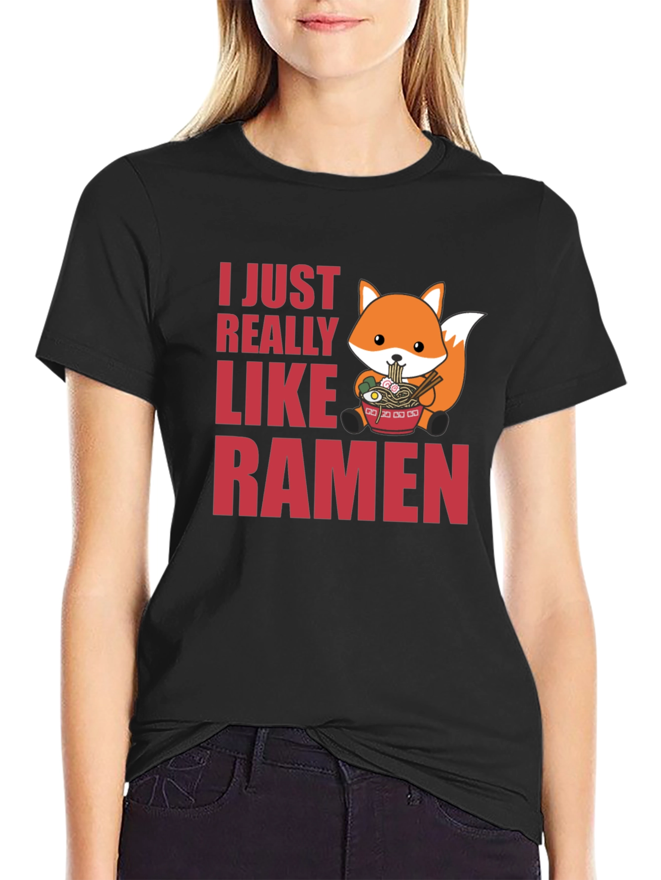 Ramen Lover Graphic Tee - Cute Fox Ramen Design