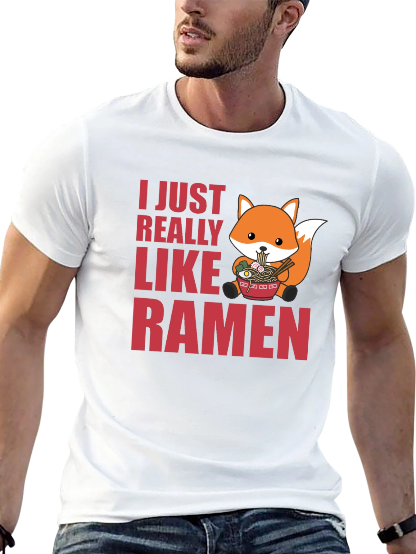 Ramen Lover Graphic Tee - Cute Fox Ramen Design