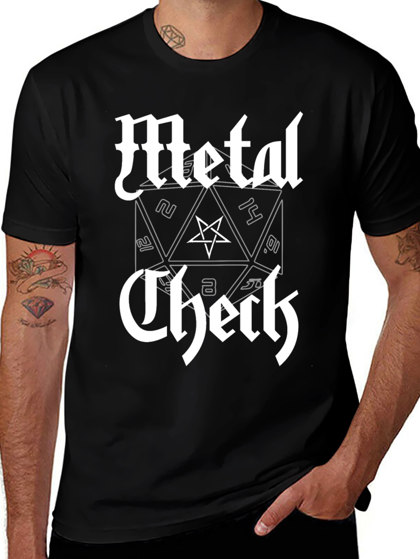 Metal Check D20 T-Shirt - Black