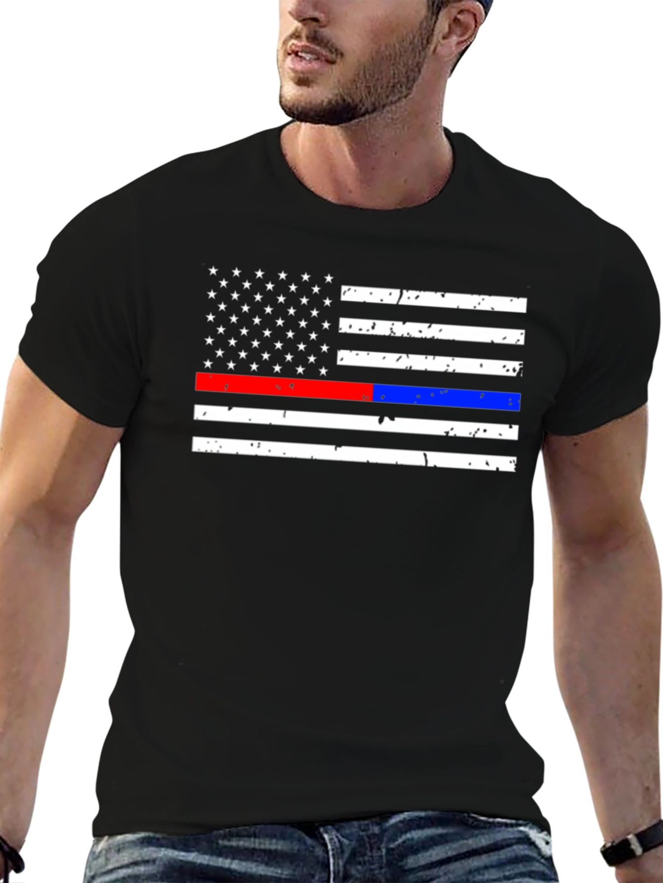 American Flag Thin Line T-Shirt