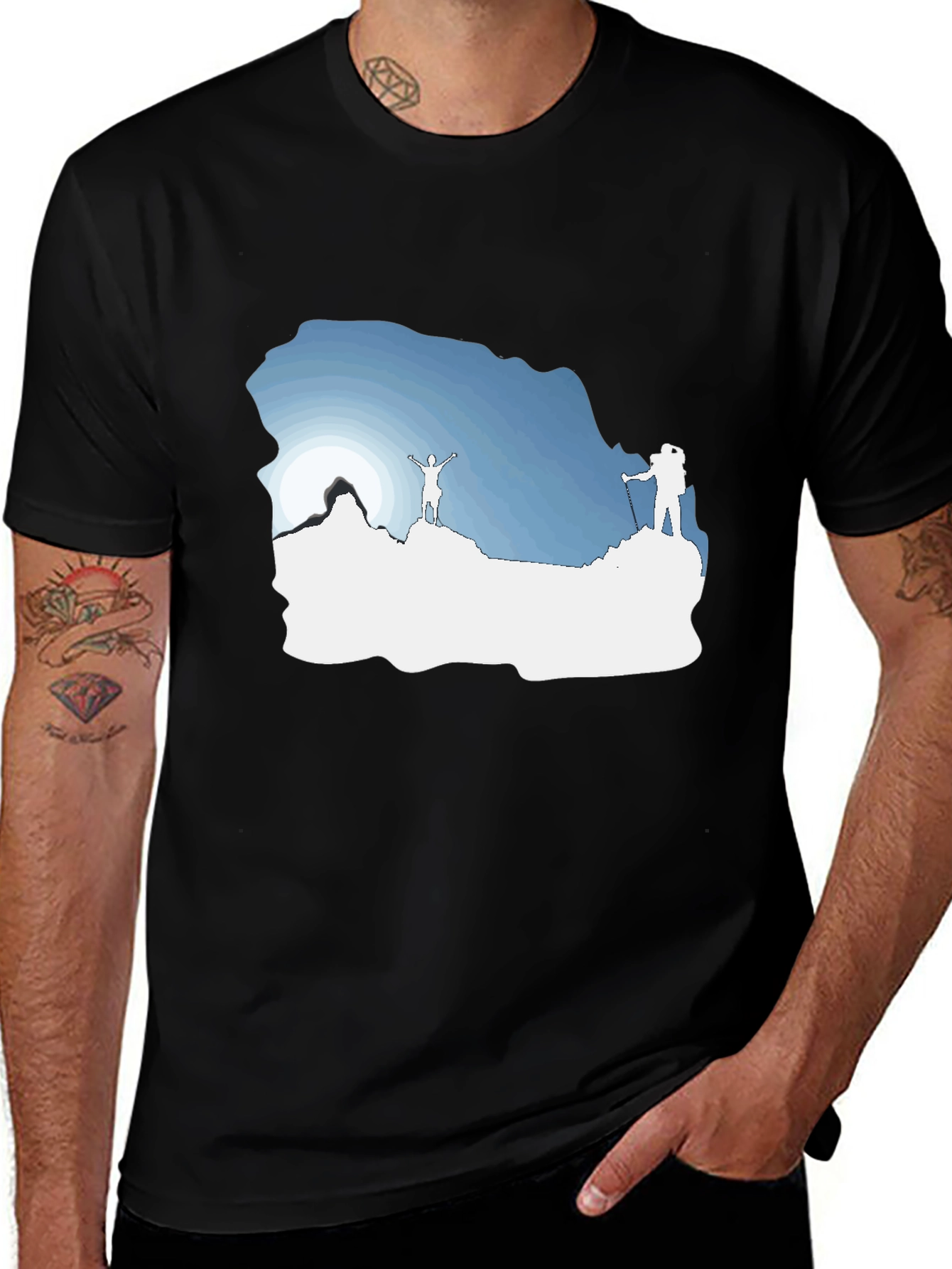 Mountain Climbers Graphic Tee - Black Crew Neck