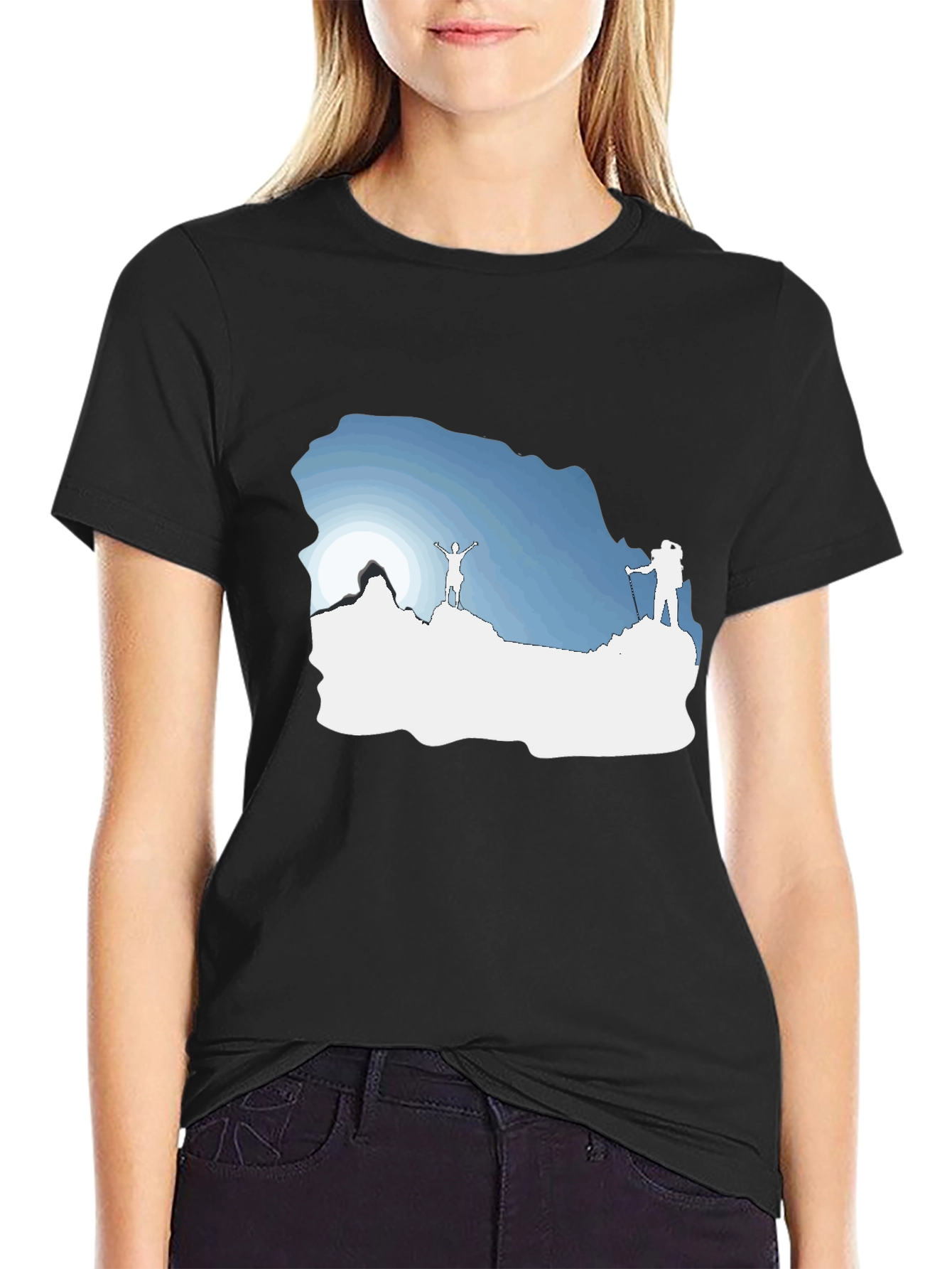 Mountain Climbers Graphic Tee - Black Crew Neck