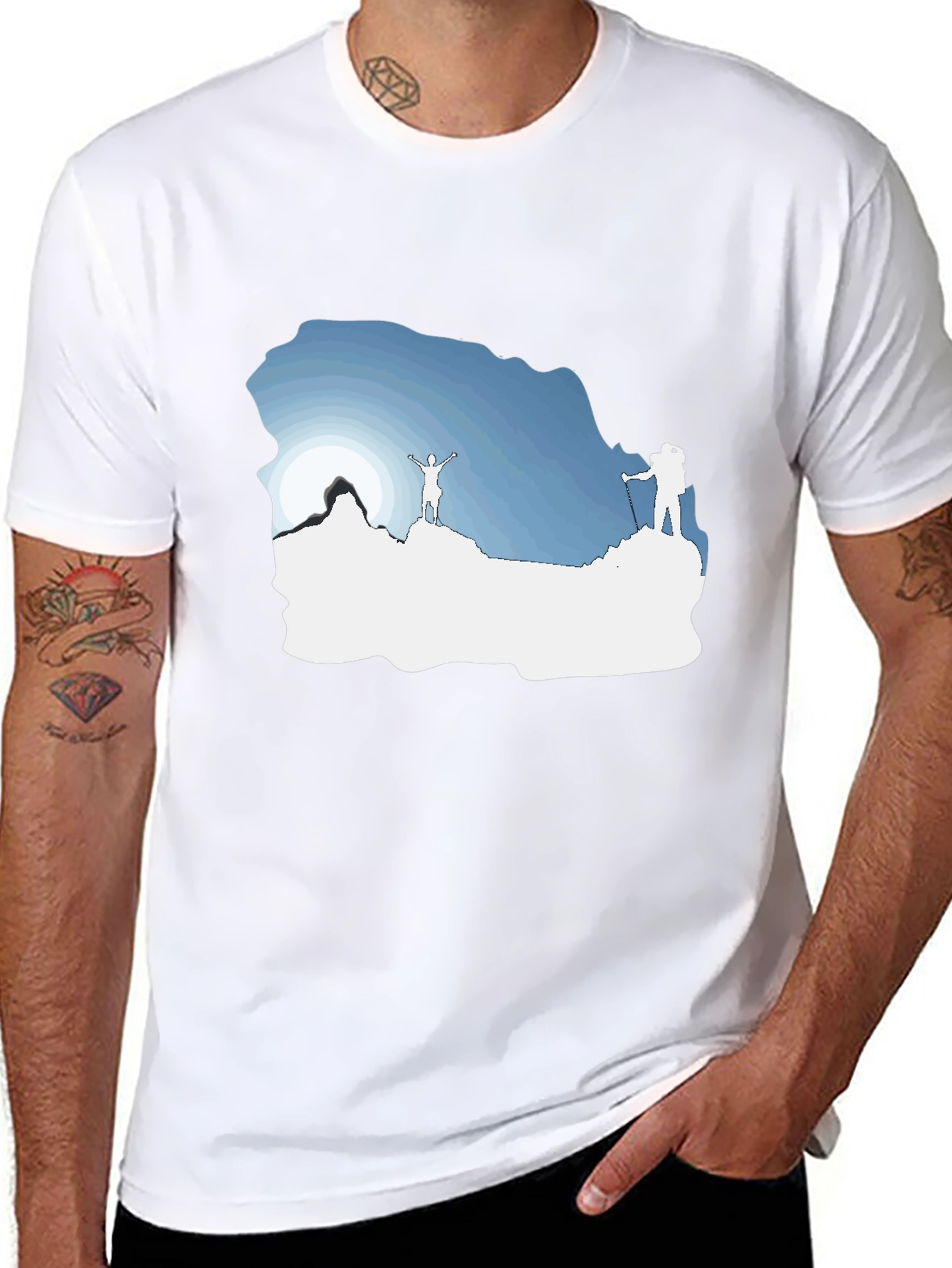 Mountain Climbers Graphic Tee - Black Crew Neck