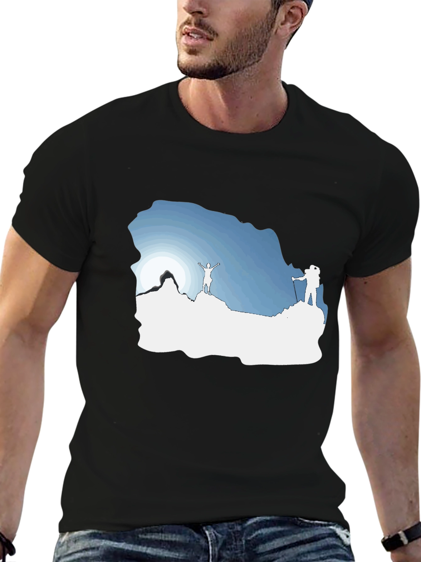 Mountain Climbers Graphic Tee - Black Crew Neck