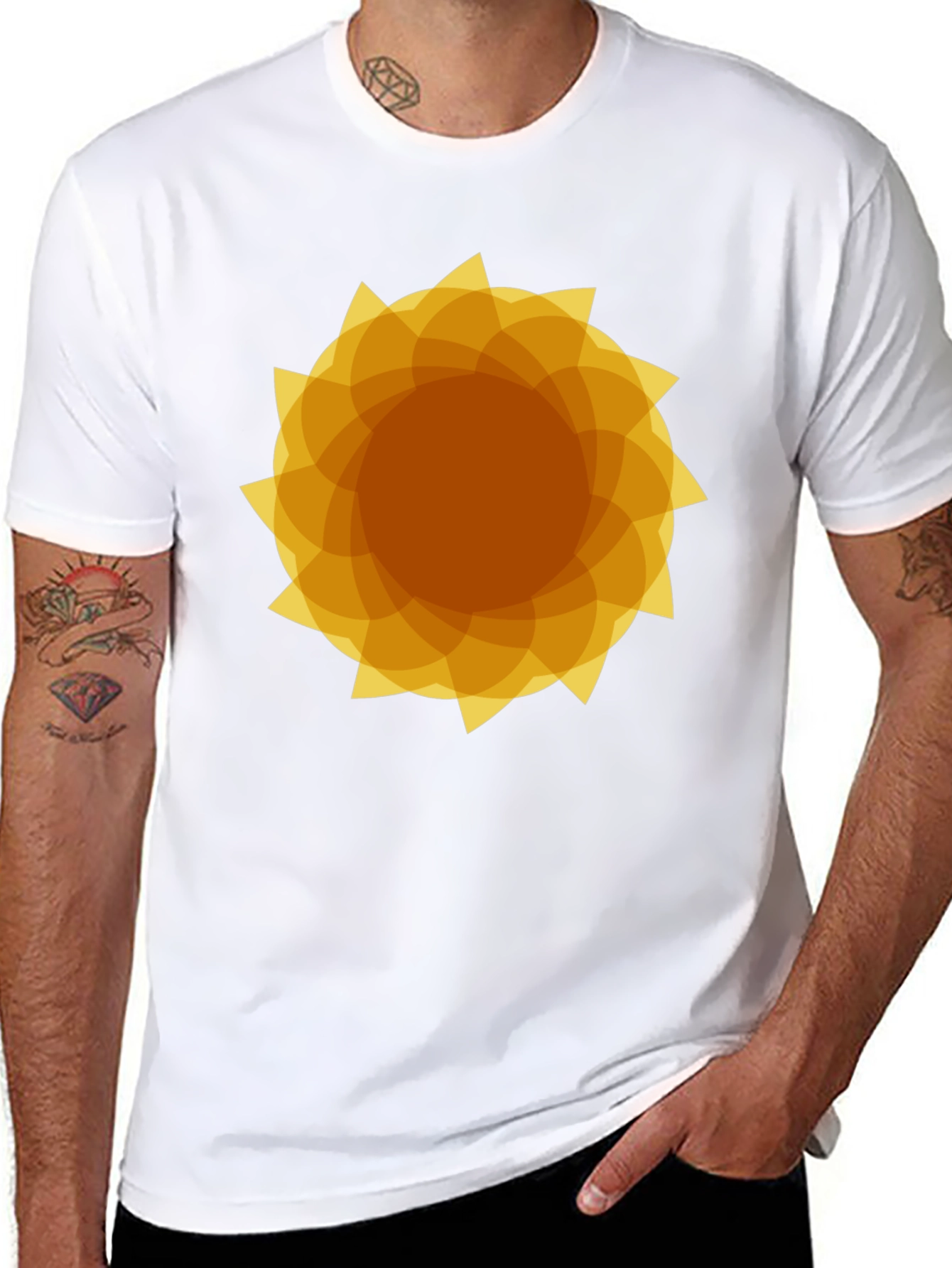Geometric Sunburst Graphic Black T-Shirt