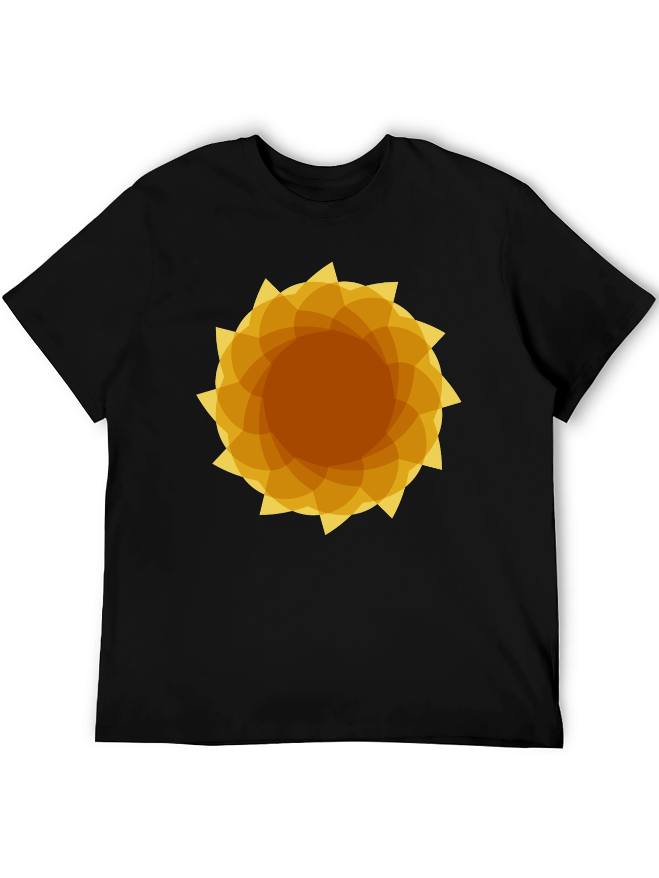 Geometric Sunburst Graphic Black T-Shirt