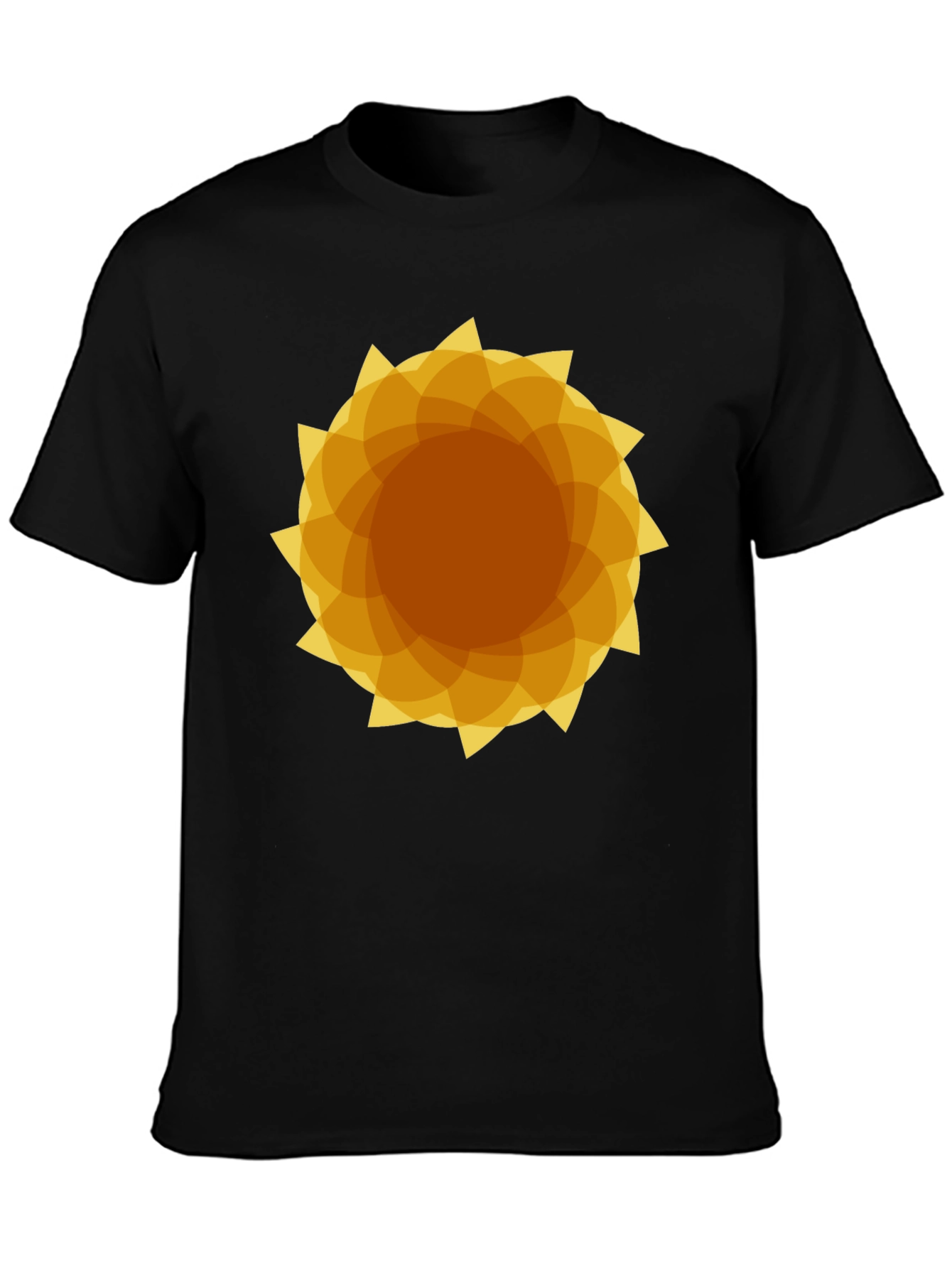 Geometric Sunburst Graphic Black T-Shirt