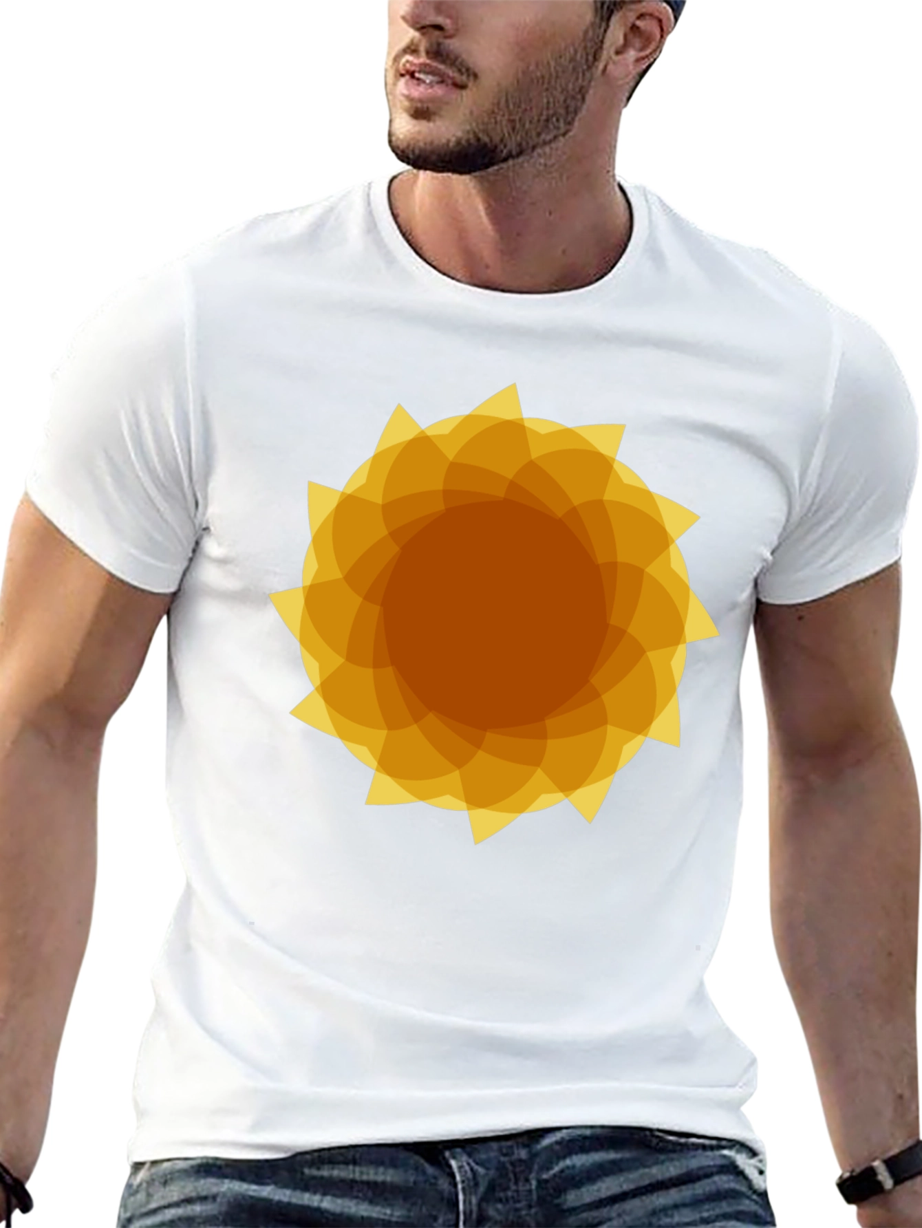 Geometric Sunburst Graphic Black T-Shirt