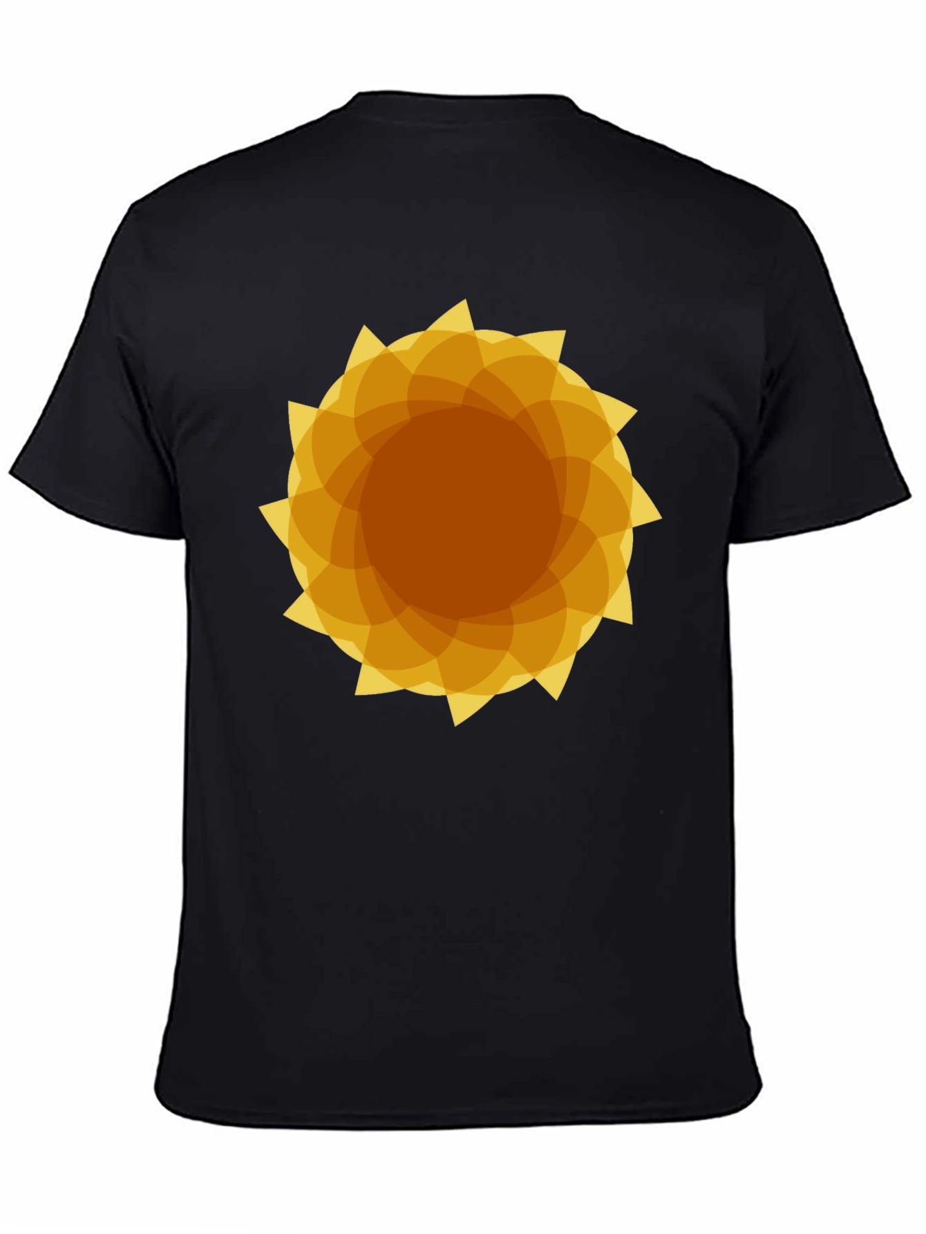 Geometric Sunburst Graphic Black T-Shirt